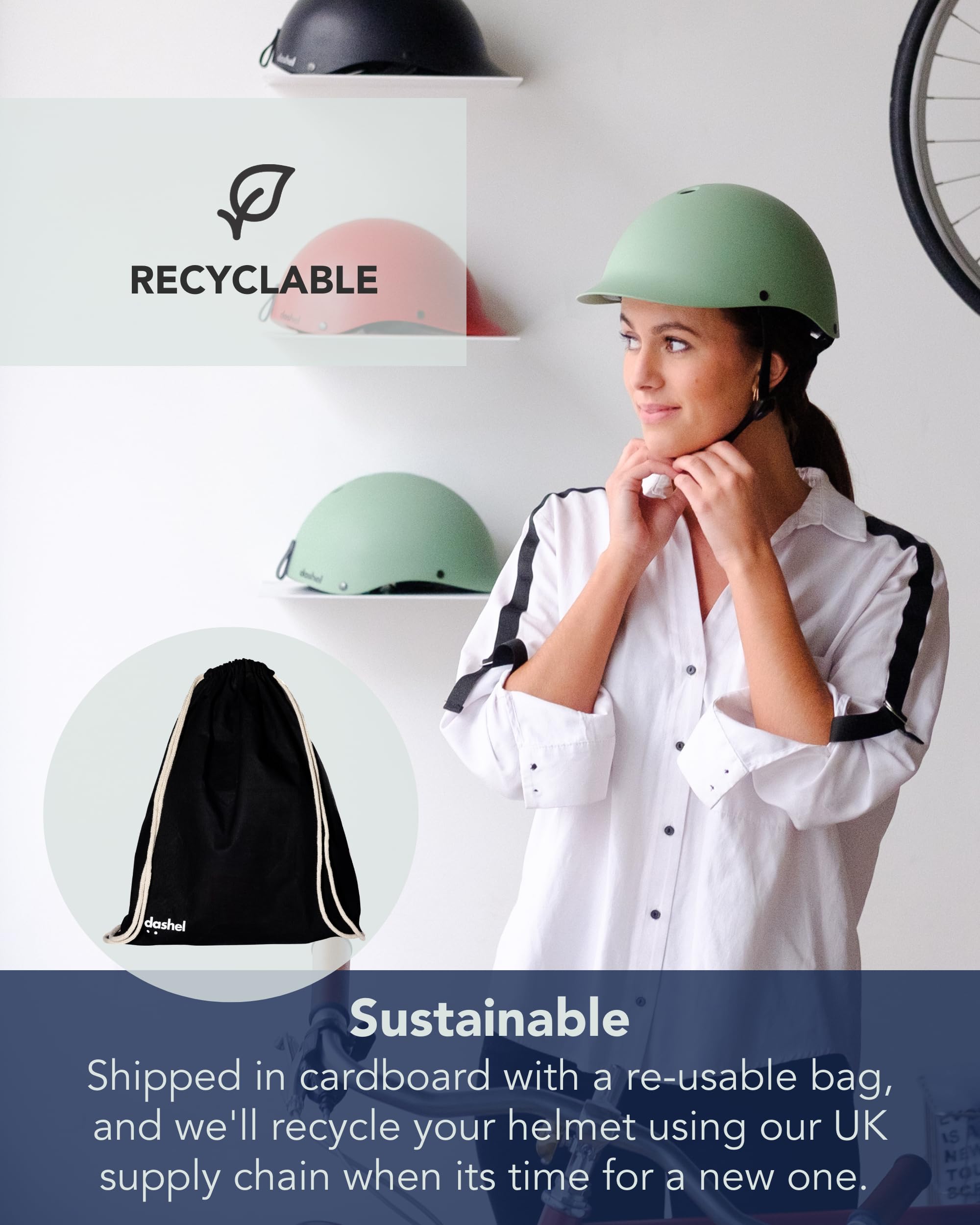 Dashel Casco unisex para adultos, fabricado en el Reino Unido, ligero, seguro y cómodo, elegante equipo de seguridad para bicicleta urbana o scooter eléctrico para hombres y mujeres