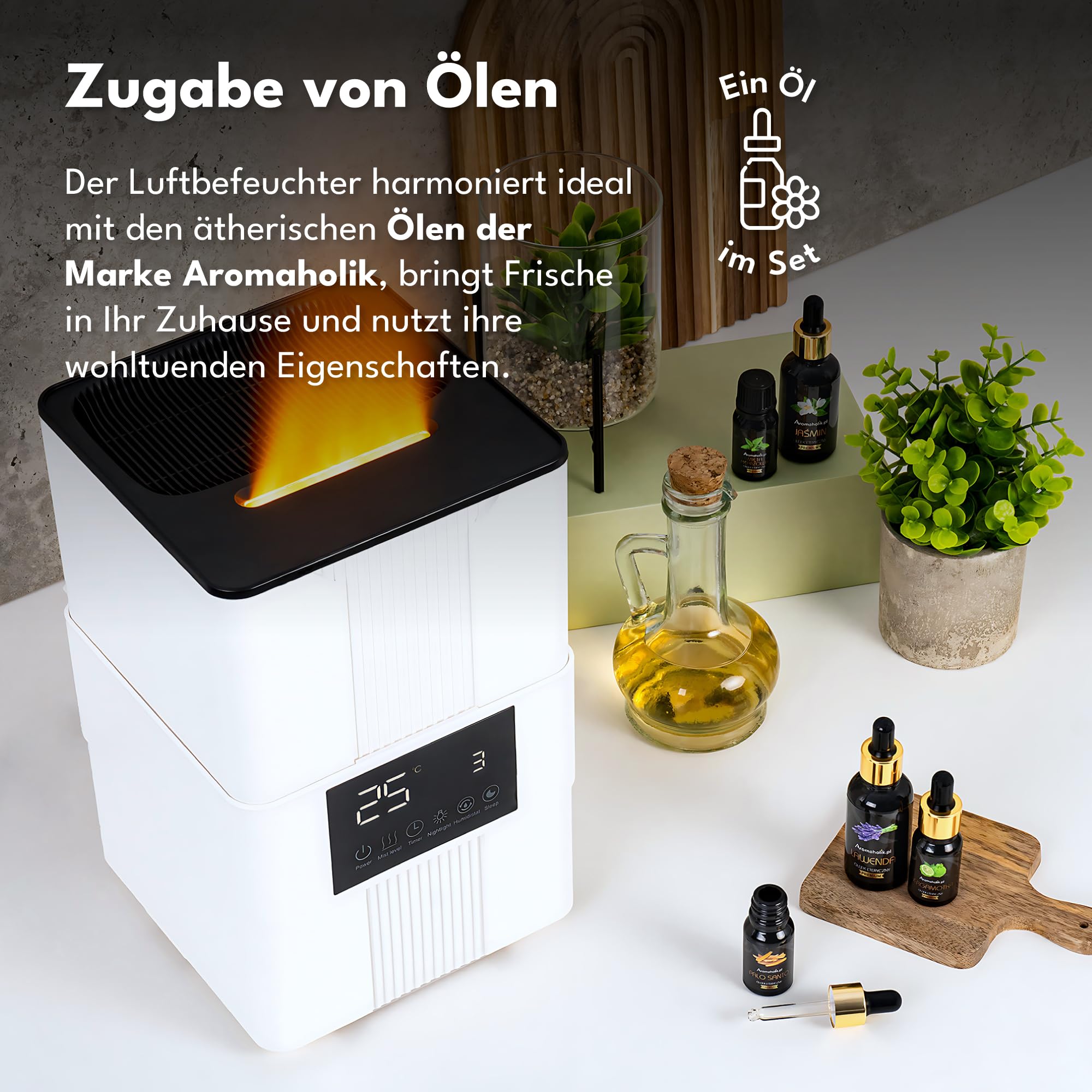 Premium dyfuzor do olejków eterycznych, dyfuzor zapachowy – nawilżacz powietrza, ultradźwiękowy, do aromaterapii, do sypialni, biura, wolny od BPA, 300 ml, biały, Varma.