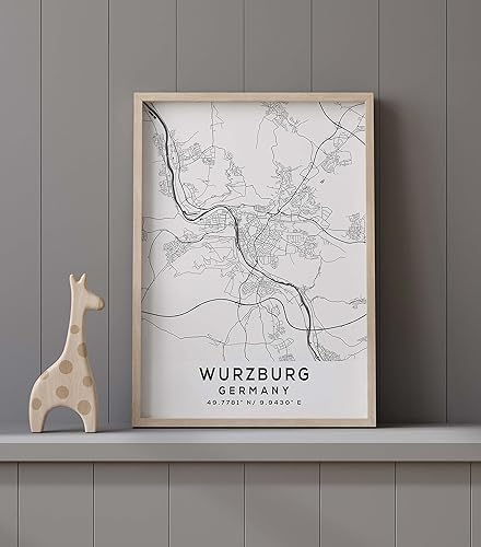 Miniatura 9 de Mapa de Wurzburg, Alemania, Light 2 (18x24)