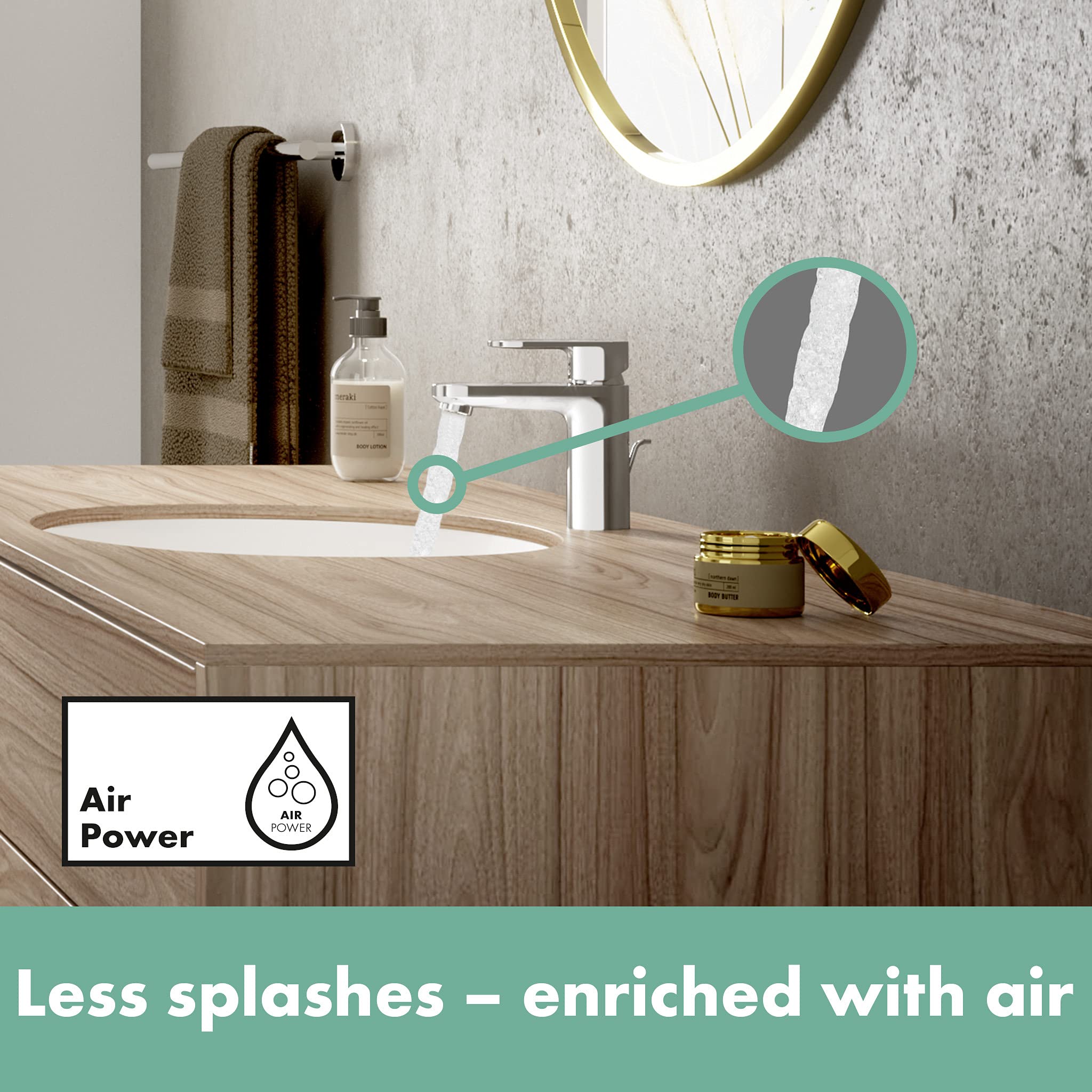 hansgrohe Waschtischarmatur Vernis Blend, Wasserhahn Bad mit Auslauf Höhe 100 mm, mit Zugstange, Badarmatur wassersparend, Chrom