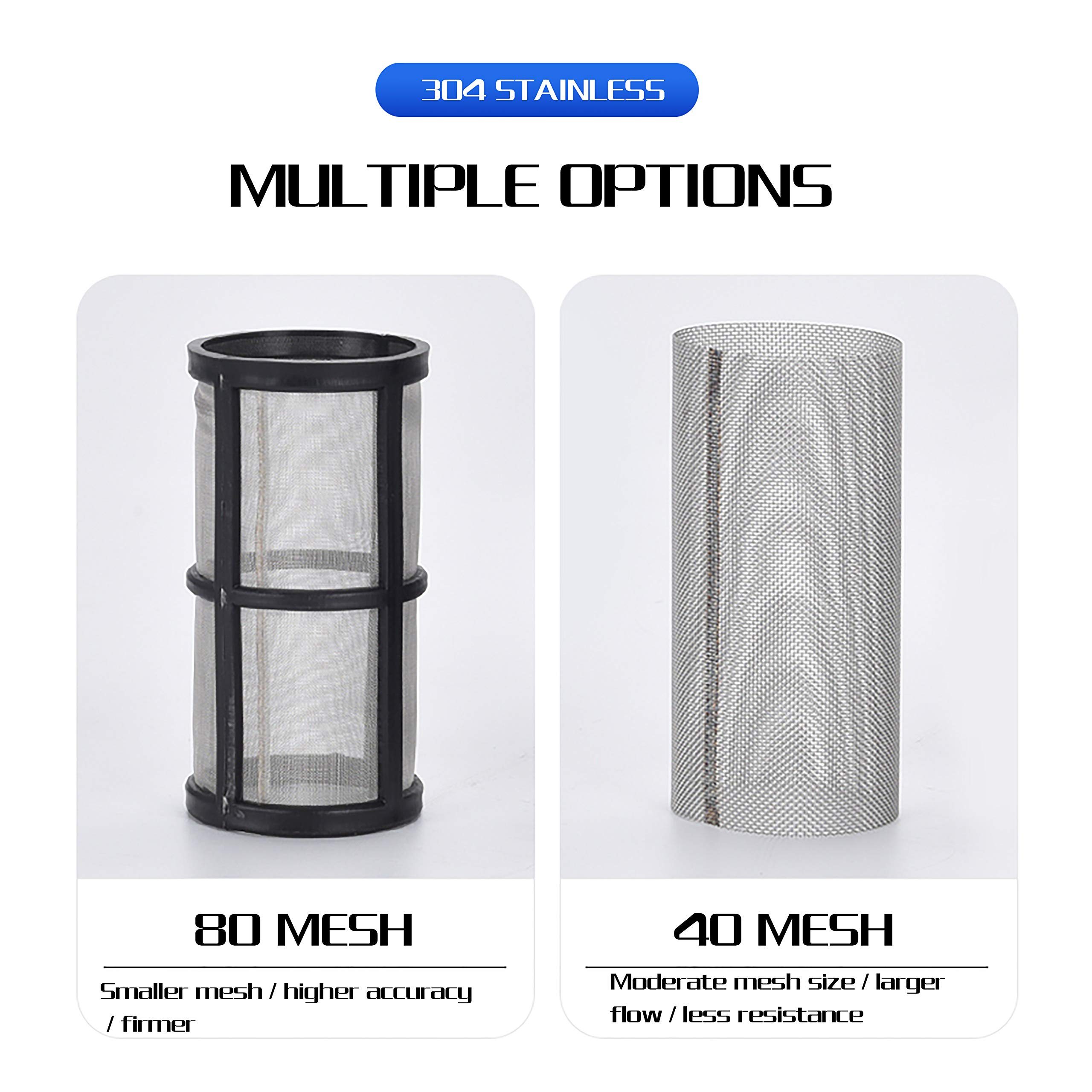 Filtro de agua, colador de tubo giratorio de 1/2 pulgada, cubierta de nailon PA66, cuenco de PC, pantalla inoxidable 304, malla 80 (filtro de agua hembra de malla de 1/2 pulgada 80)