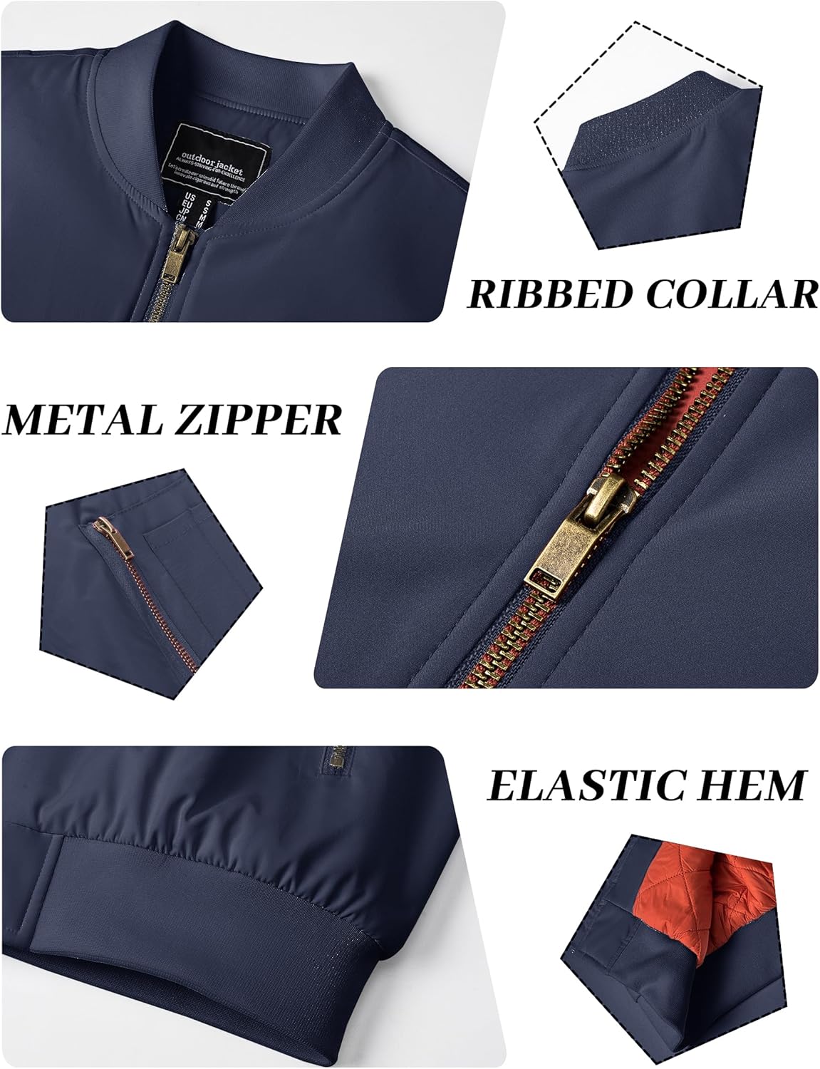 KEFITEVD Bomber Jacket Men Winter Coats Full Zip Windbreaker Mens Jackets Casual Work Coats - Image 7