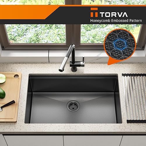 Miniatura 3 de Fregadero de cocina de montaje inferior de 30 pulgadas, fregadero de estación de trabajo de acero inoxidable calibre 16 con tablas de cortar, patrón