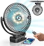 8-inch Clip-on Fan - 12000mAh Portable Rechargeable Battery With 3 Speeds and Strong Airflow, USB Small Desk Personal Quiet for Office, Stroller, Bedroom and Camping