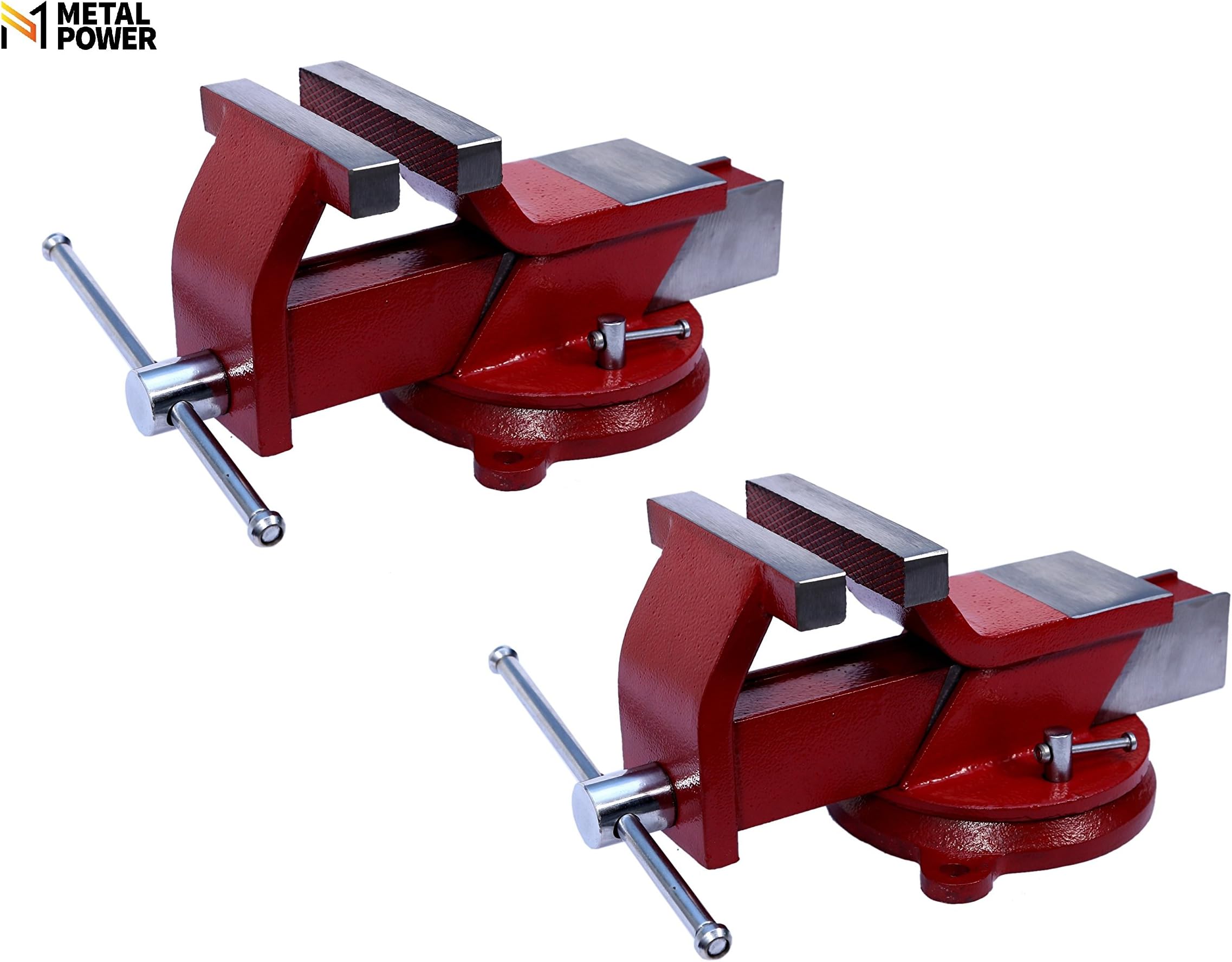 Metal Power 100 mm (4") Combo Steel Bench Vices with Swivel Base (Pack of 2 pcs)