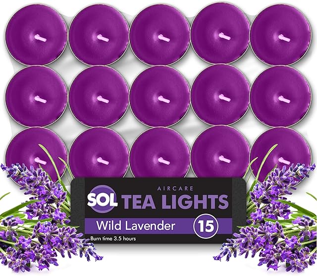 15pk Lavender Tea Lights | Tealights Candles Scented | Lavender Scented Candle | Scented Tea Light Candles | Tea Lights Candles | Long Burning Tealights | Tea Candles Scented | Tealights Candles