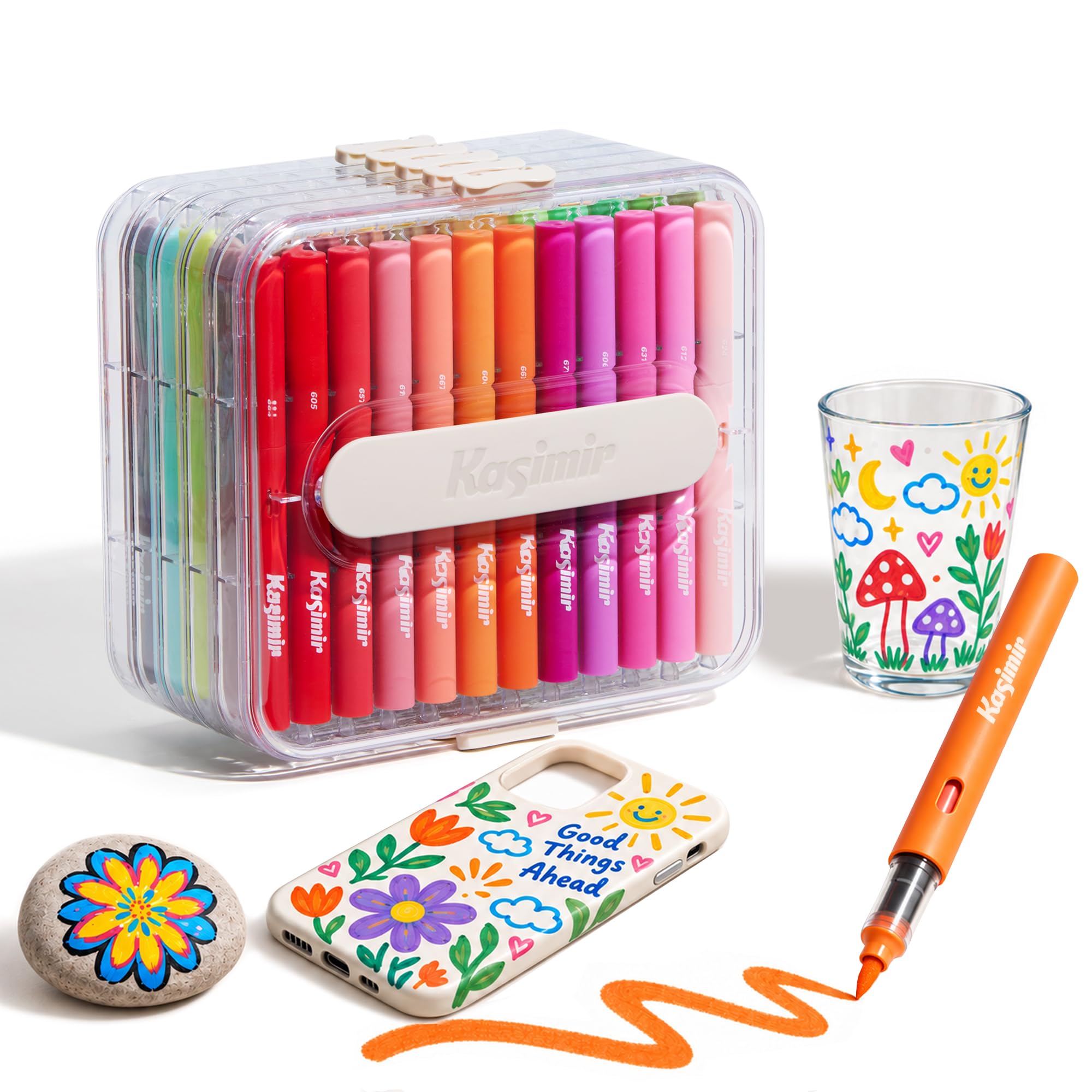 Acrylic Paint Markers, Brush Tip, 60 Colors Automatic Ink Control