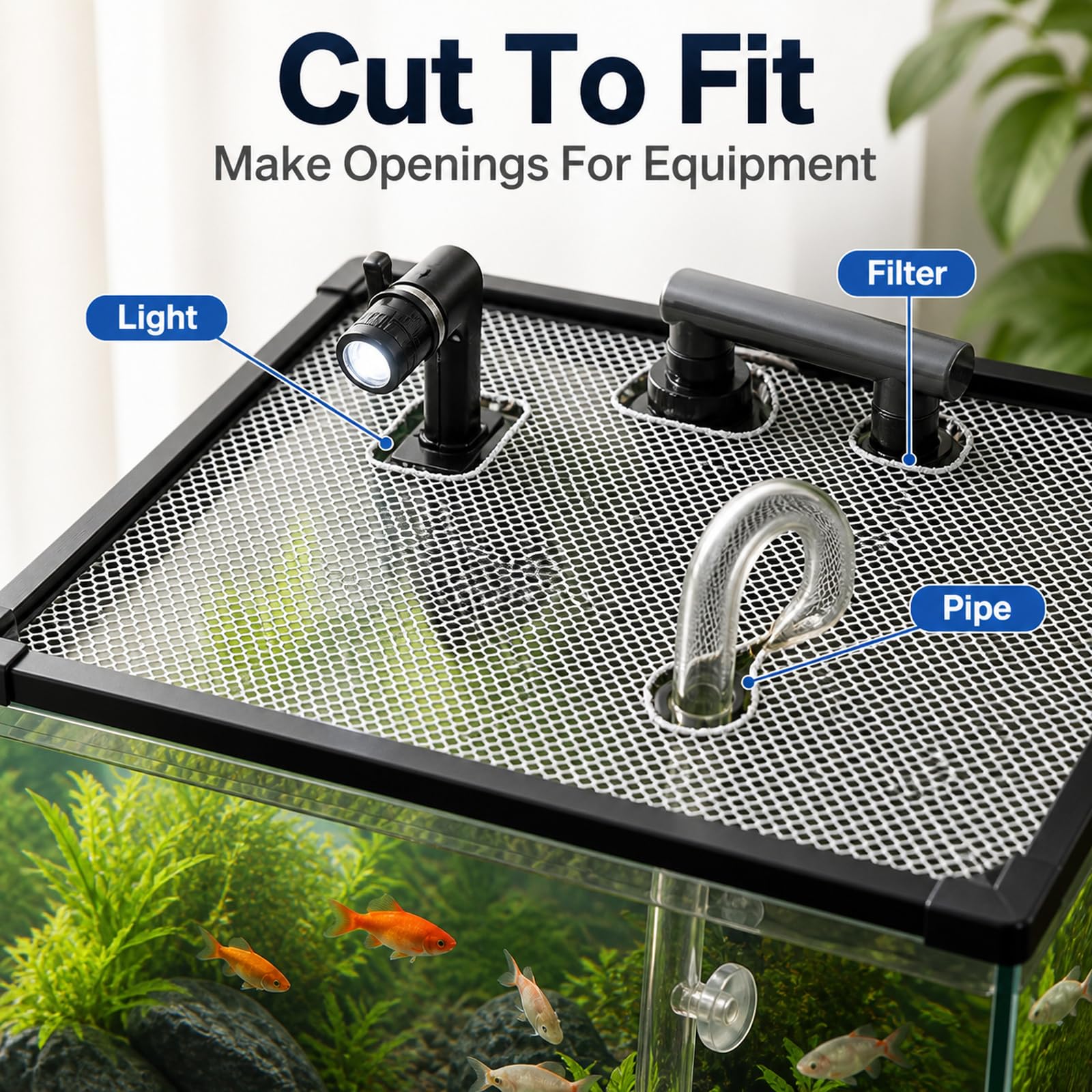 Magnetische Aquariumabdeckung,Fischtankdeckel Schutznetz,Fischs Aquarium Anti-Jumping Netzabdeckung,Transparency,Zuschneidbar,für Büros und Lobbys,Reisen,Tierhandlungen
