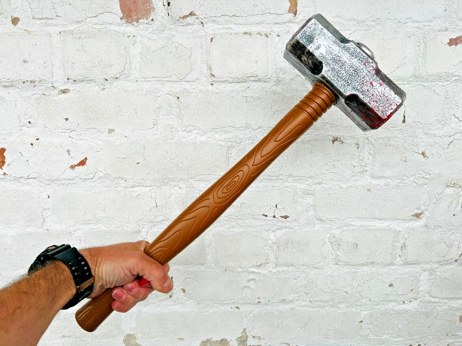 "Rubber Johnnies Bloody Sledge Hammer, Fake, Plastic, Con Safe, 46cm Long, Lightweight, Halloween Costumes, Movie Props"