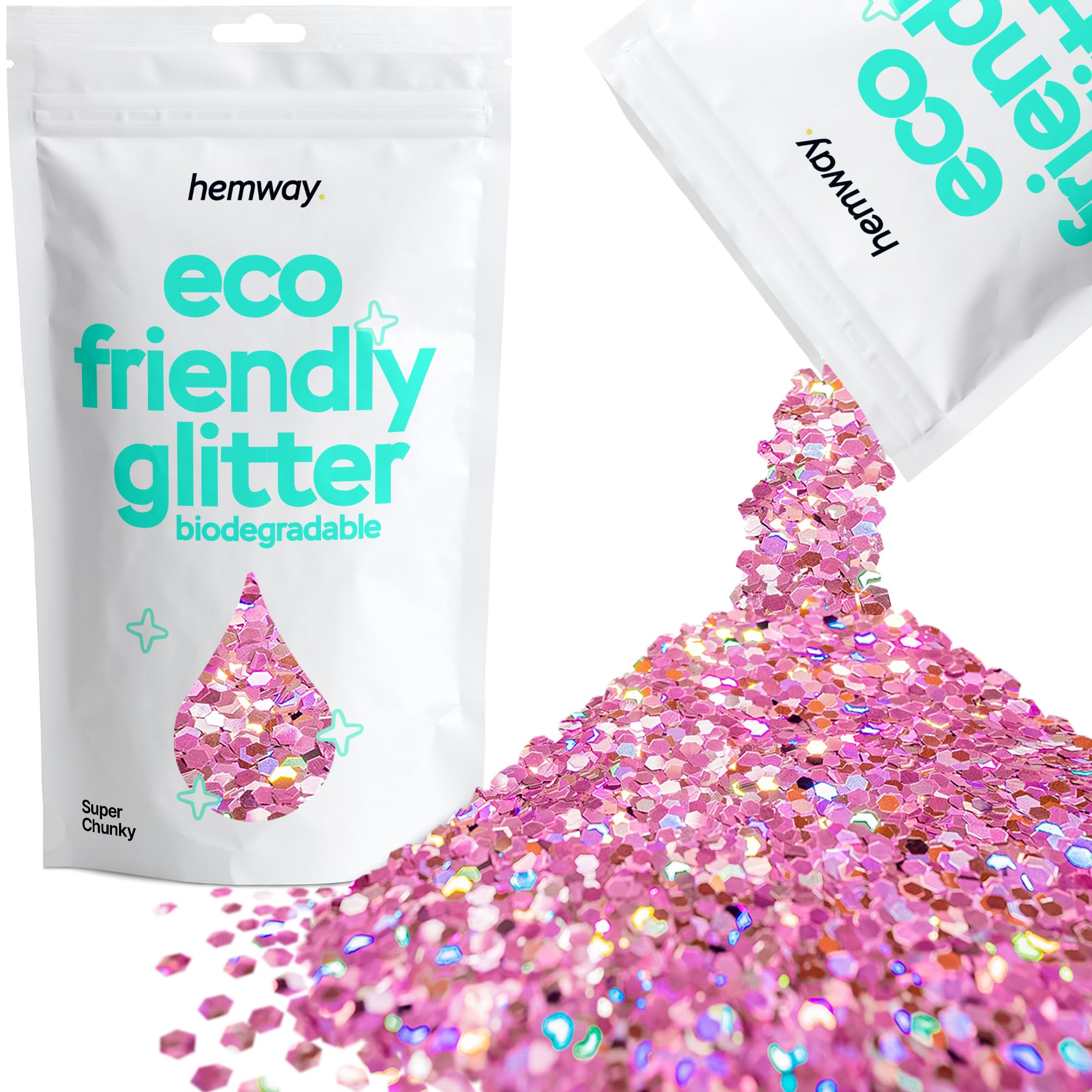 Eco Friendly Biodegradable Glitter, Pink Holographic, Super Chunky (1/8" 0.125" 3mm)