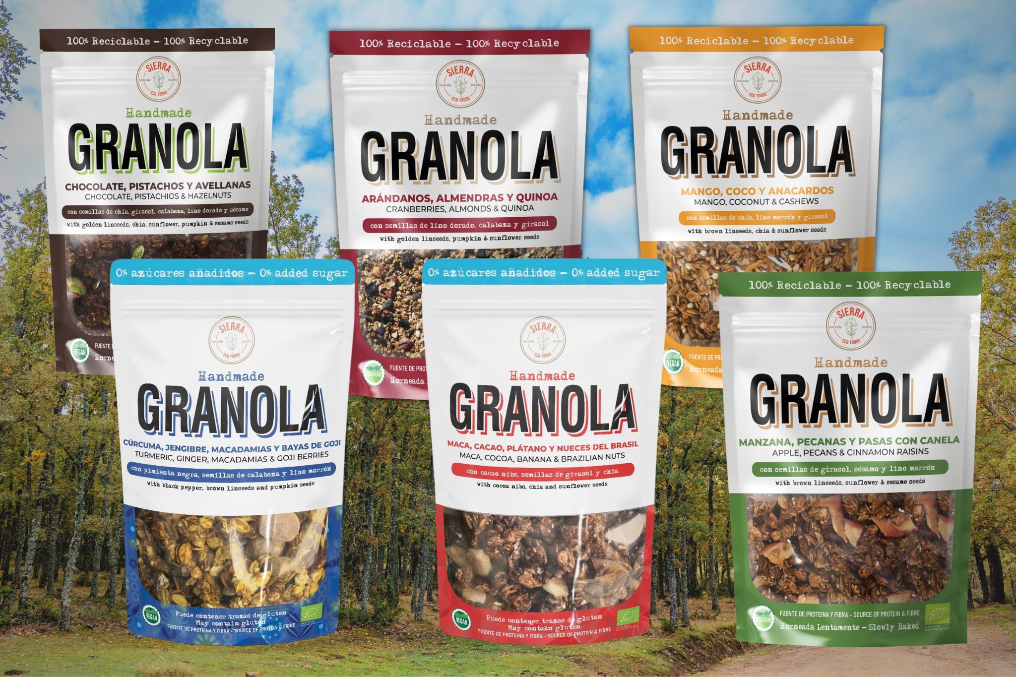 Granola de Arándanos, Almendras, Nueces, Quinoa y Miel de Abeja I Semillas de Lino, Girasol y Calabaza I Avena integral copo entero (Pack: 3 bolsas x 300gr) Total: 900 gramos