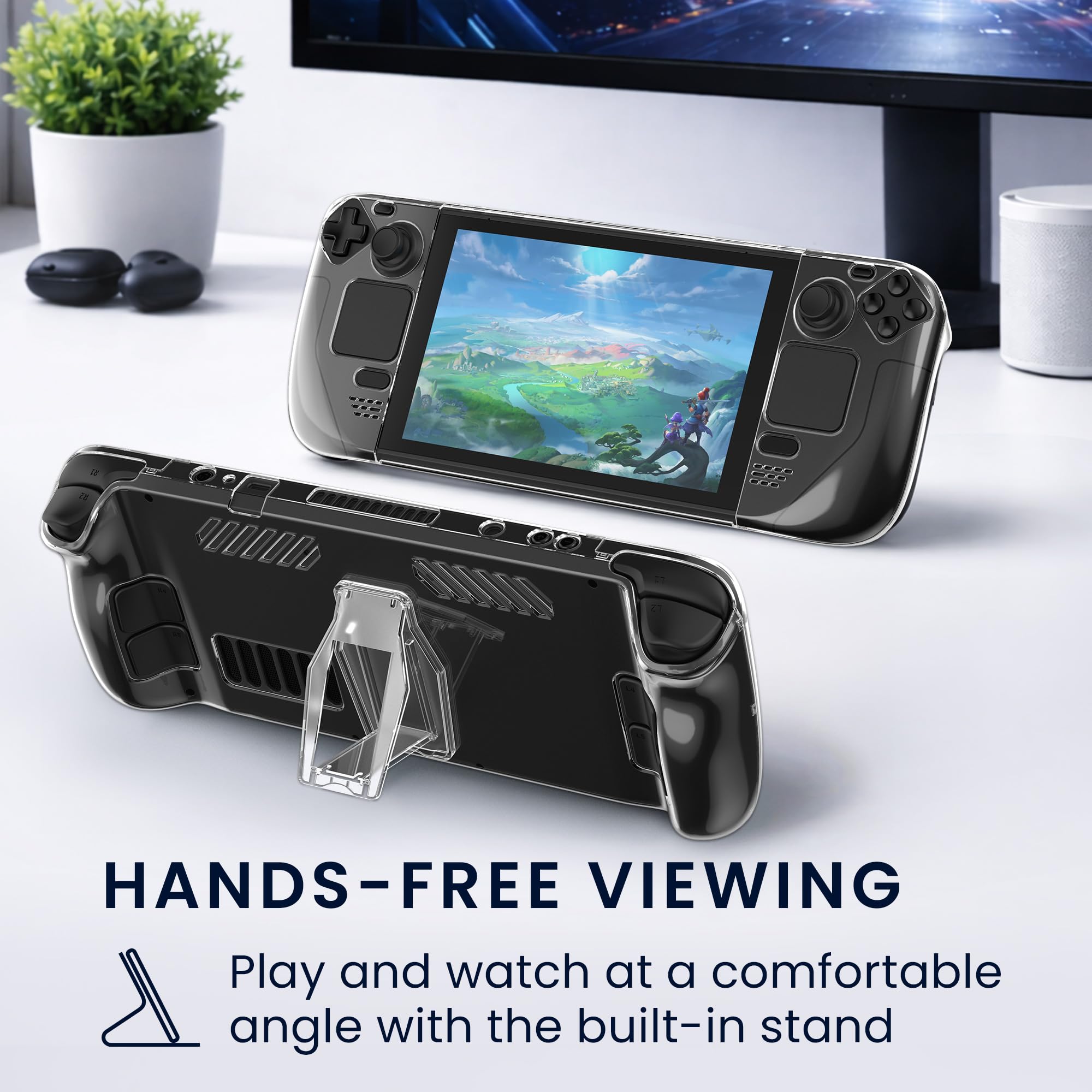 kwmobile Hülle für Valve Steam Deck Cover - Schutz Case mit Ständer - Stoßfeste Schutzhülle für Handheld Konsole - Gaming Zubehör Transparent