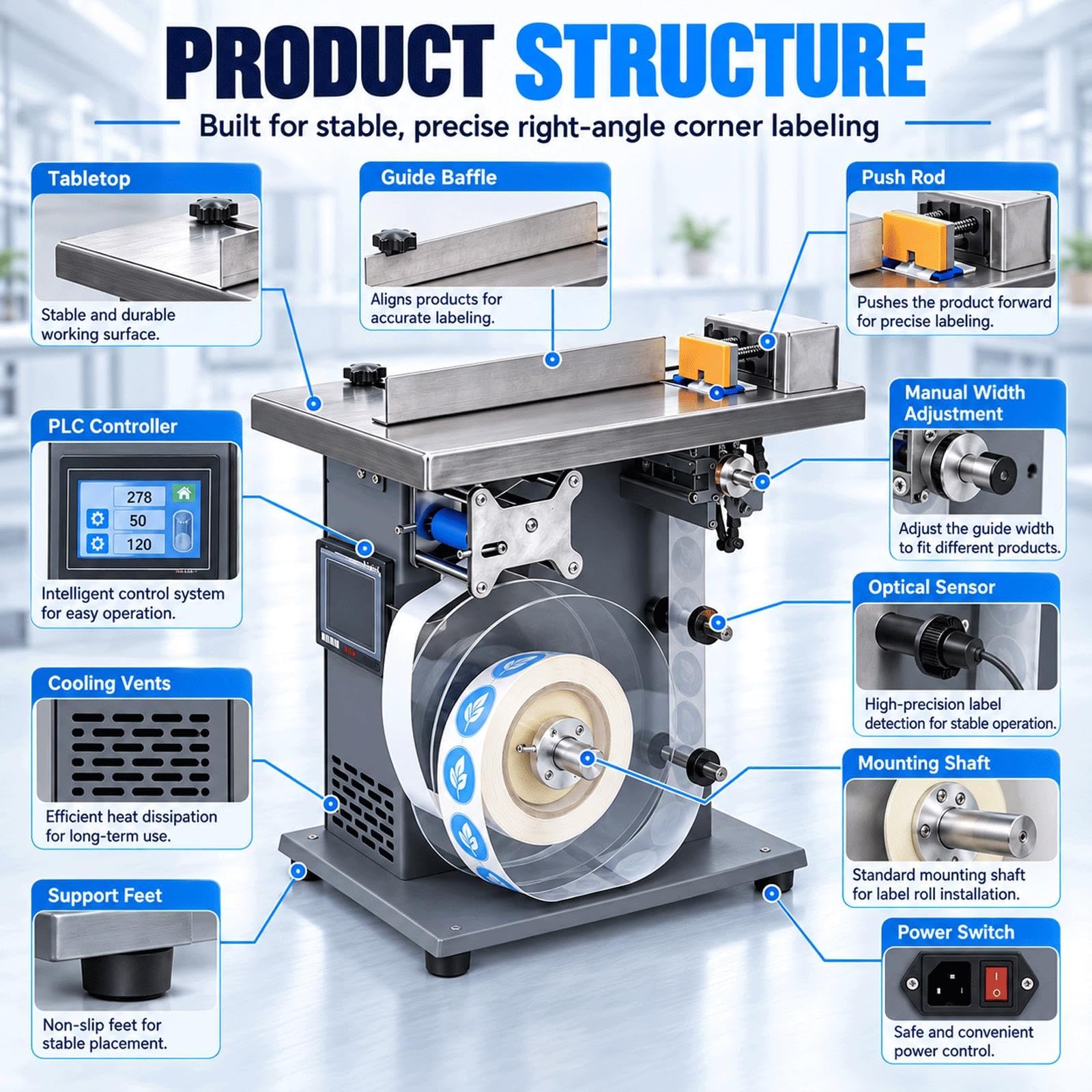 Máquina Etiquetadora Semiautomática De Ángulo Recto