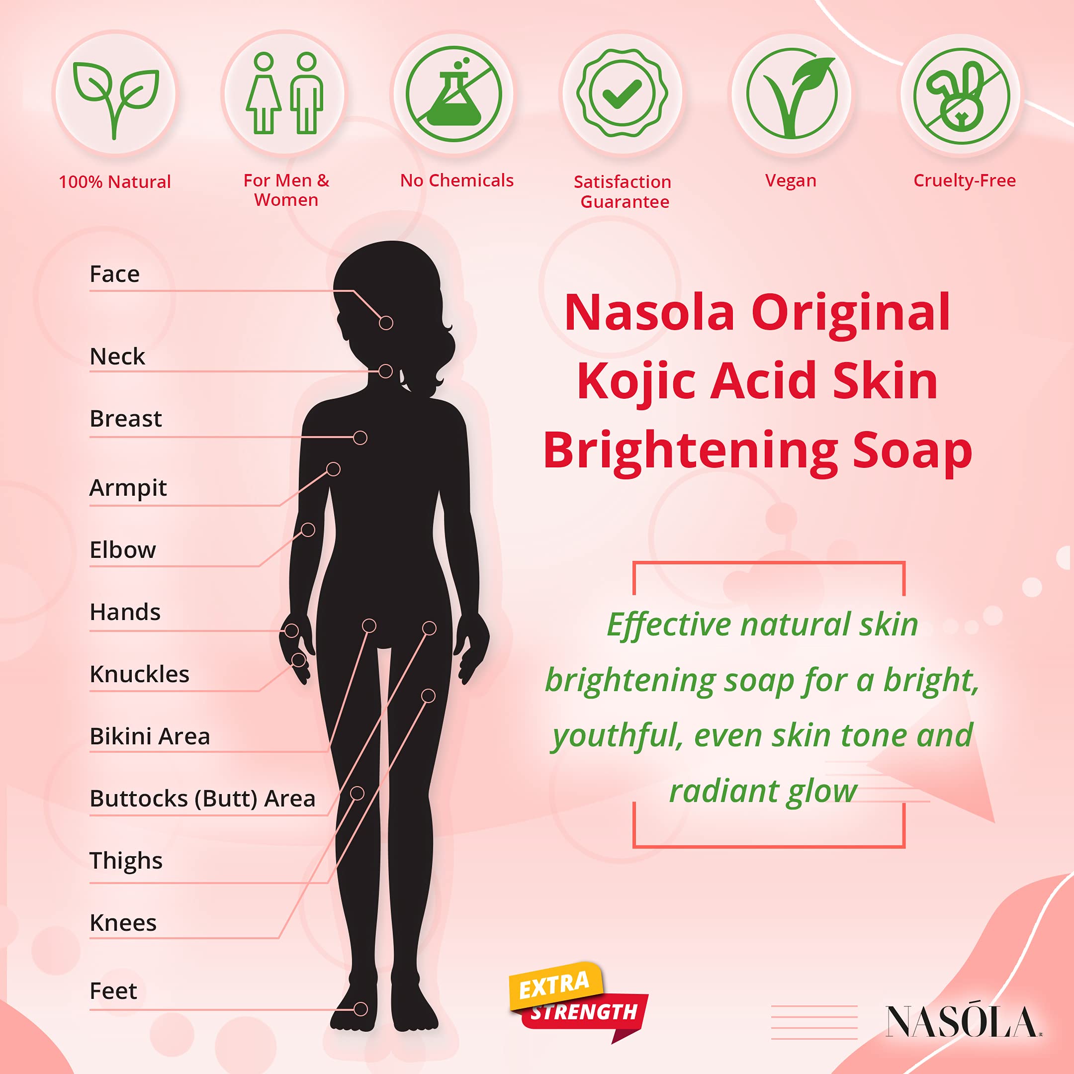 Nasola Kojic Acid Soap for Hyperpigmentation Treatment Underarm Skin