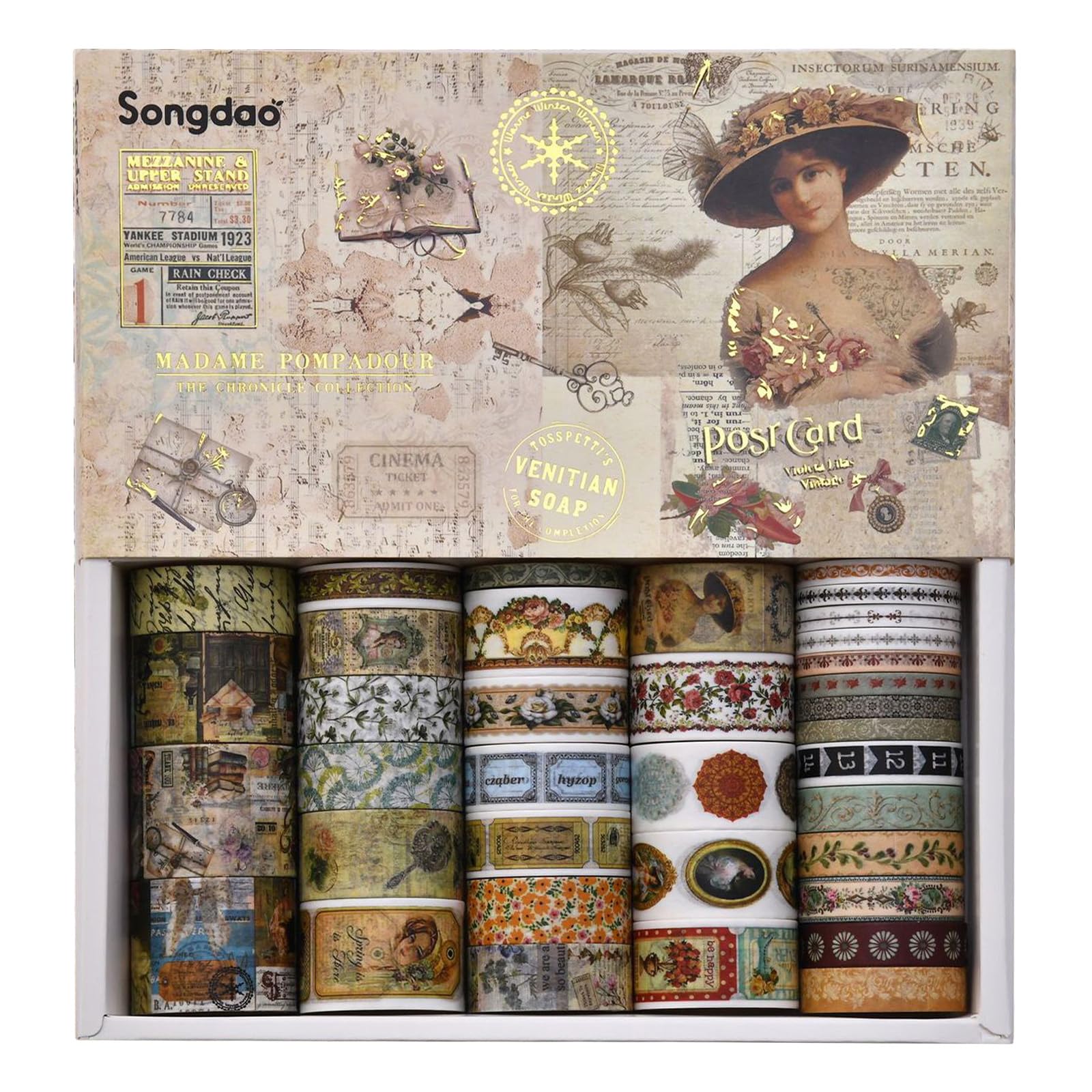 TSLBW 36 Rolls Washi Tape Sets Scrapbooking & Stamping Supplies Decorative Tape Multi-Patter Craft Tapes for DIY Journal Craft Gift Wrapping Scrapbooking (Style D)