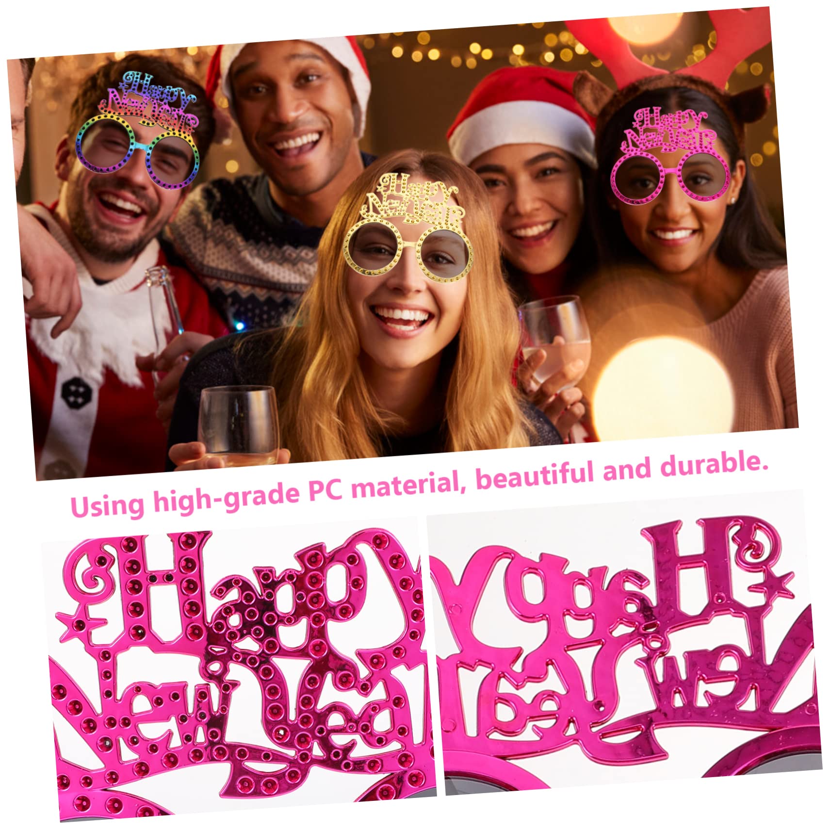 Abaodam 8stücke Neuer Titel Neujahr Partybrillen Lustige Dekorative Brillen Für Silvesterfeiern Leichte Pc Brillen Für Erwachsene Und Bunte Einzigartige Designs Und Mehrfarben