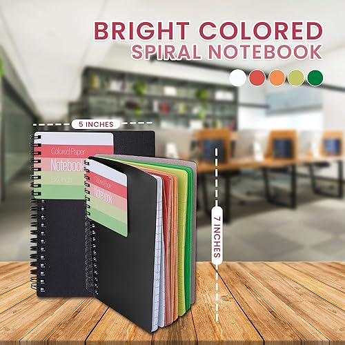 Miniatura 2 de Cuaderno de espiral, cuadernos de 5 x 7 pulgadas, cuadernos de notas de rayas anchas encuadernadas, papel de cuaderno de colores brillantes, hojas