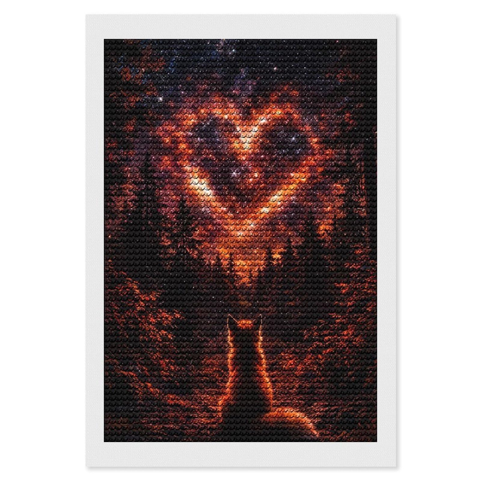 Junmoney Fox Gazing at Starry Heart in Forest Diamond Painting Canvas Kit 8"x12", Adhesive Canvas, Christmas Gift, Full Kit Included, Thoughtful Present