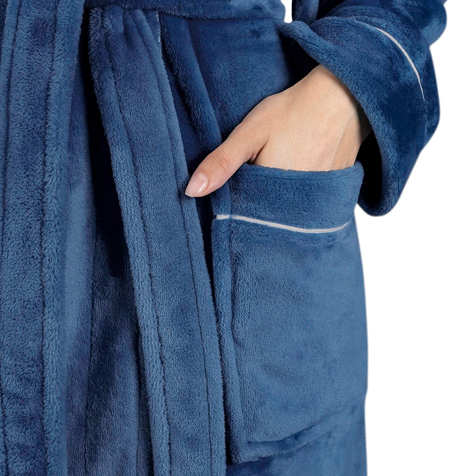 Accappatoio corto da donna con cappuccio | Accappatoio in spugna con tasche, comodo accappatoio da sauna, casual, classico, biancheria da notte