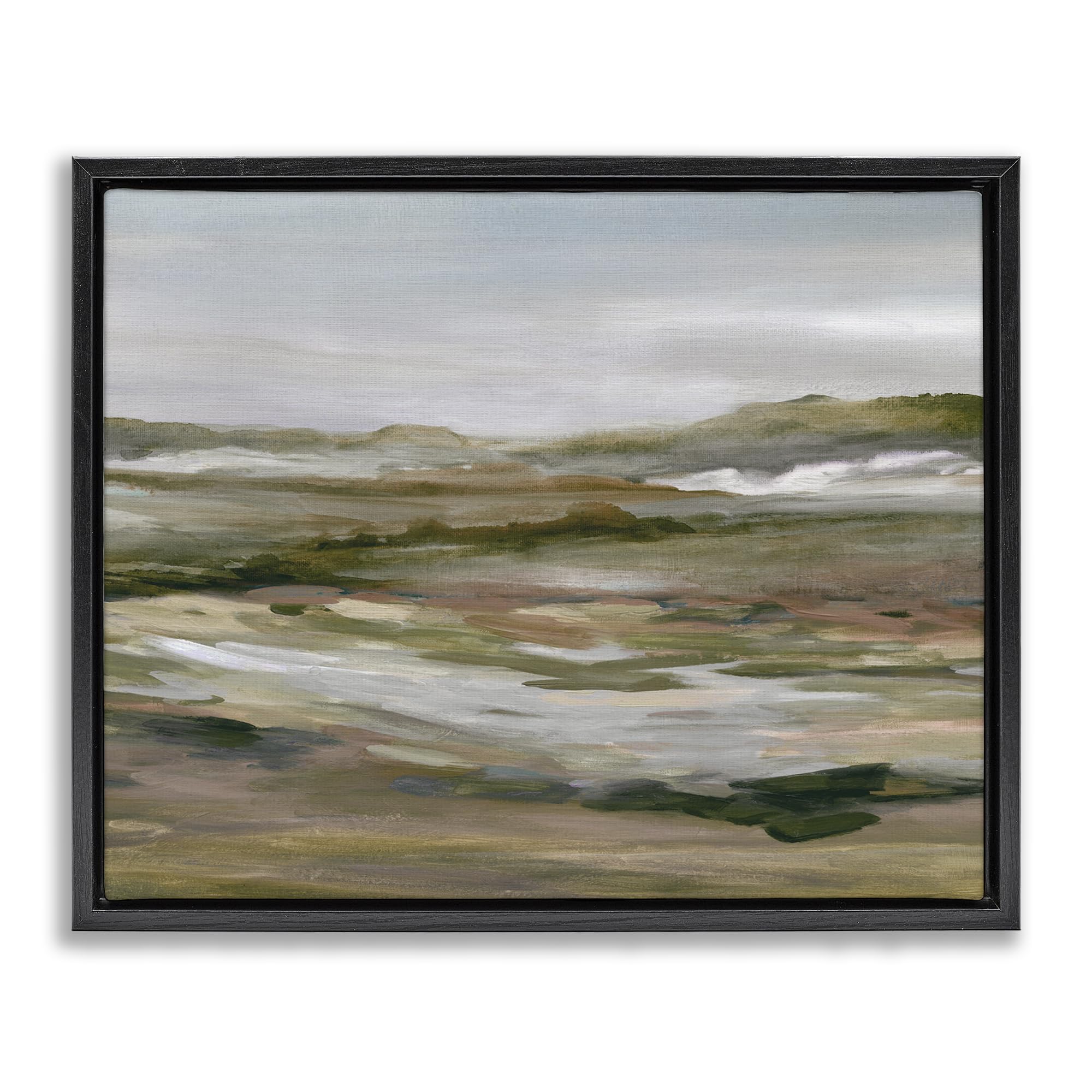 'Natural Meadow Abstract Horizon'| Floating Frame Canvas Art