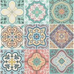 Ceramica Autoadhesiva Pegatinas autoadhesivas para azulejos de pared, 18 piezas de estilo marroquí de mosaico para decoración de pared, diseño tradicional vintage, cocina, para despegar y pegar (moderna 6 pulgadas)