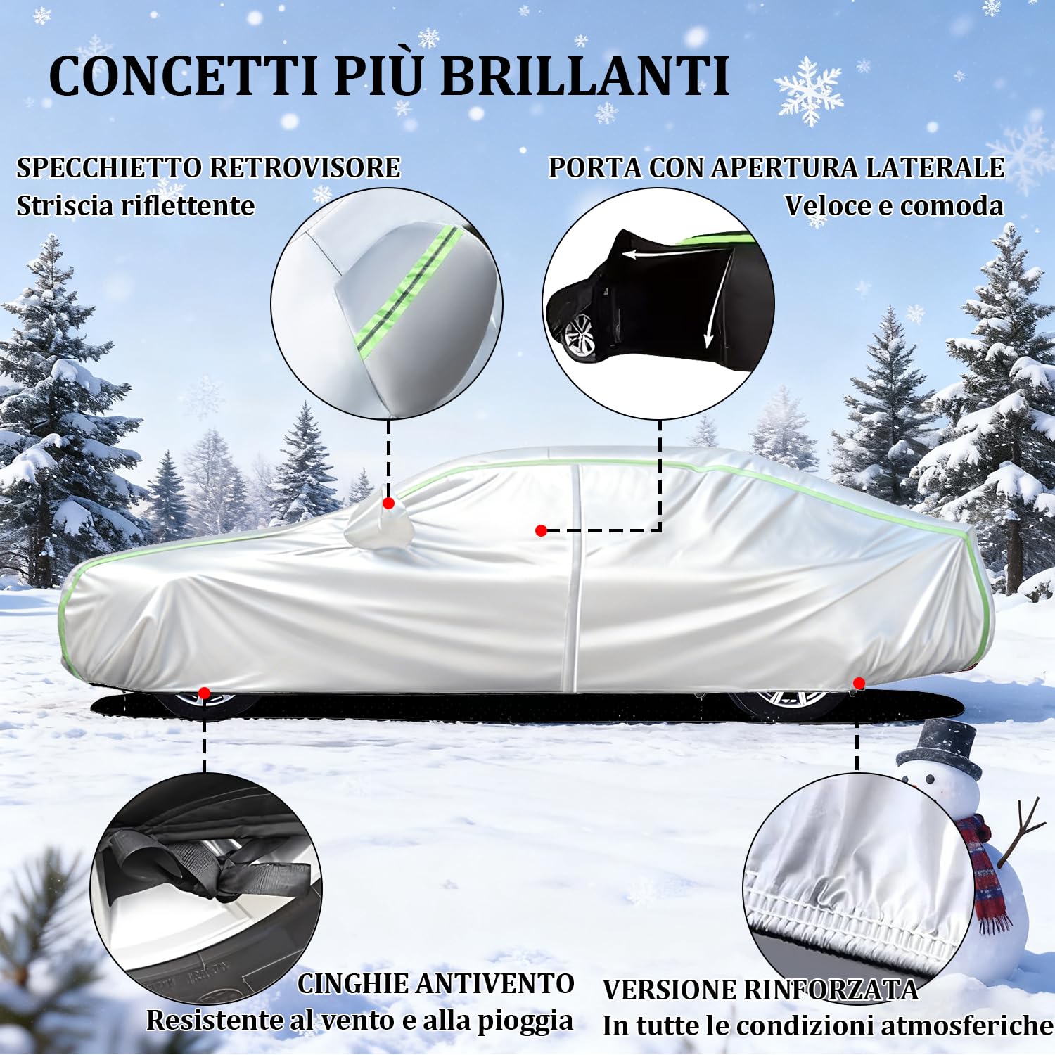 Telo Auto Esterno per Audi A1 (8X/GB) (2010-2024) Telo Copriauto Da Esterno Impermeabile, Anti-neve, con Cinturini Antivento, Adatto a Tutte le Stagioni