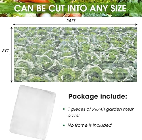 Miniatura 9 de Unves Red de jardín de 8 x 10 pies, mosquitera blanca para mosquitos, malla de insectos, mosquitera para pájaros, cubierta de red para plantas,
