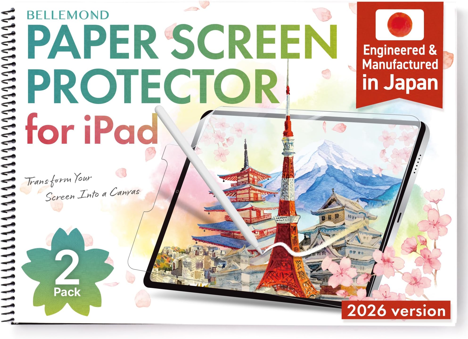 BELLEMOND | The Original Made in Japan Paper Screen Protector for iPad Mini 8.3” (A17 Pro, 2024 / 6th Gen, 2021) | Matte Surface PET Film for Writing, Drawing & Note-Taking | 2 Set