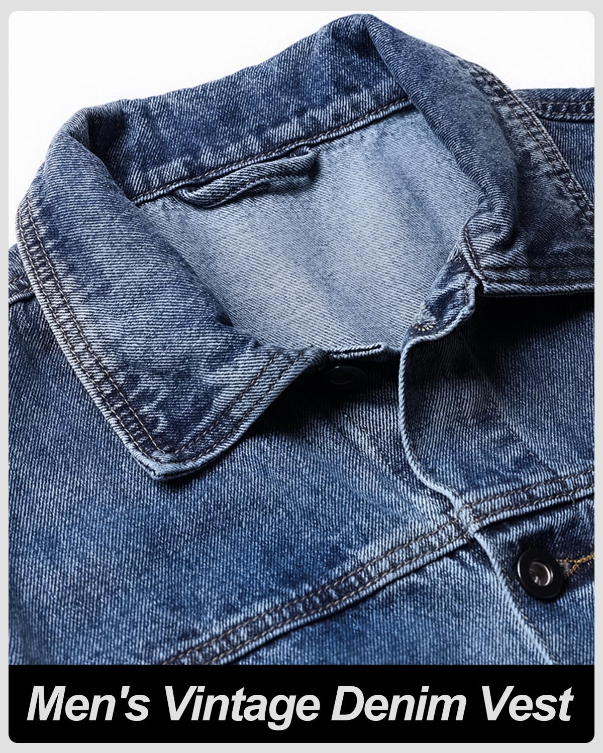 Homme Gilet en Jean Veste Courte sans Manches en Jean Vintage Sans Manches Veste à la Mode Motard Décontractée Denim Manteau de Moto