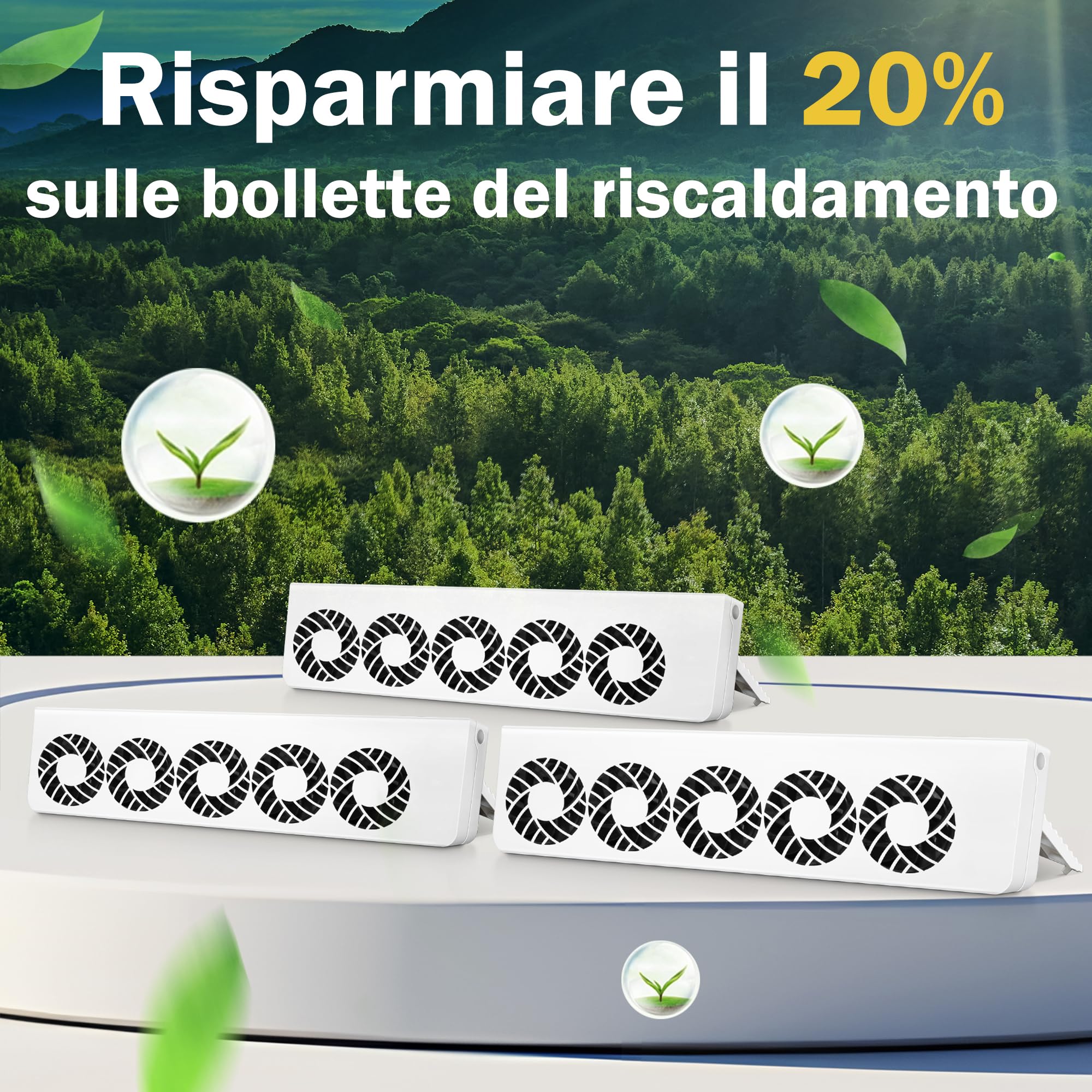Ventole per Termosifoni 2.0 con Controller con Termostati Intelligenti, 15 Ventole per Aumentare l'efficienza del Riscaldamento e Risparmiare Energia (Trio Set)