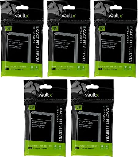Vault X Exact Fit Inner Sleeves (500 Pack) Clear for Trading Cards | Double-sleeve cards inside toploaders & holders. Perfect-fit clear inner sleeves, acid-free. 500-pack, archival-safe. (ASIN B09MSKRJVB), rank #9 by monthly sales volume for 'Katana Sleeves' on Amazon