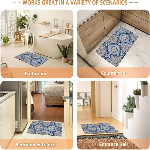 Miniatura 7 de Mogifedc Tapete retro para puerta delantera, tonos caídos, decoración de interiores, entrada, interior, antideslizante, impermeable, tapete de