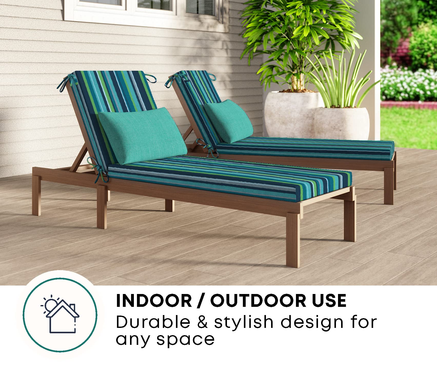 Honeycomb Outdoor Chaise, 22.5" W x 70" L, Stripe Poolside Patio Cushion