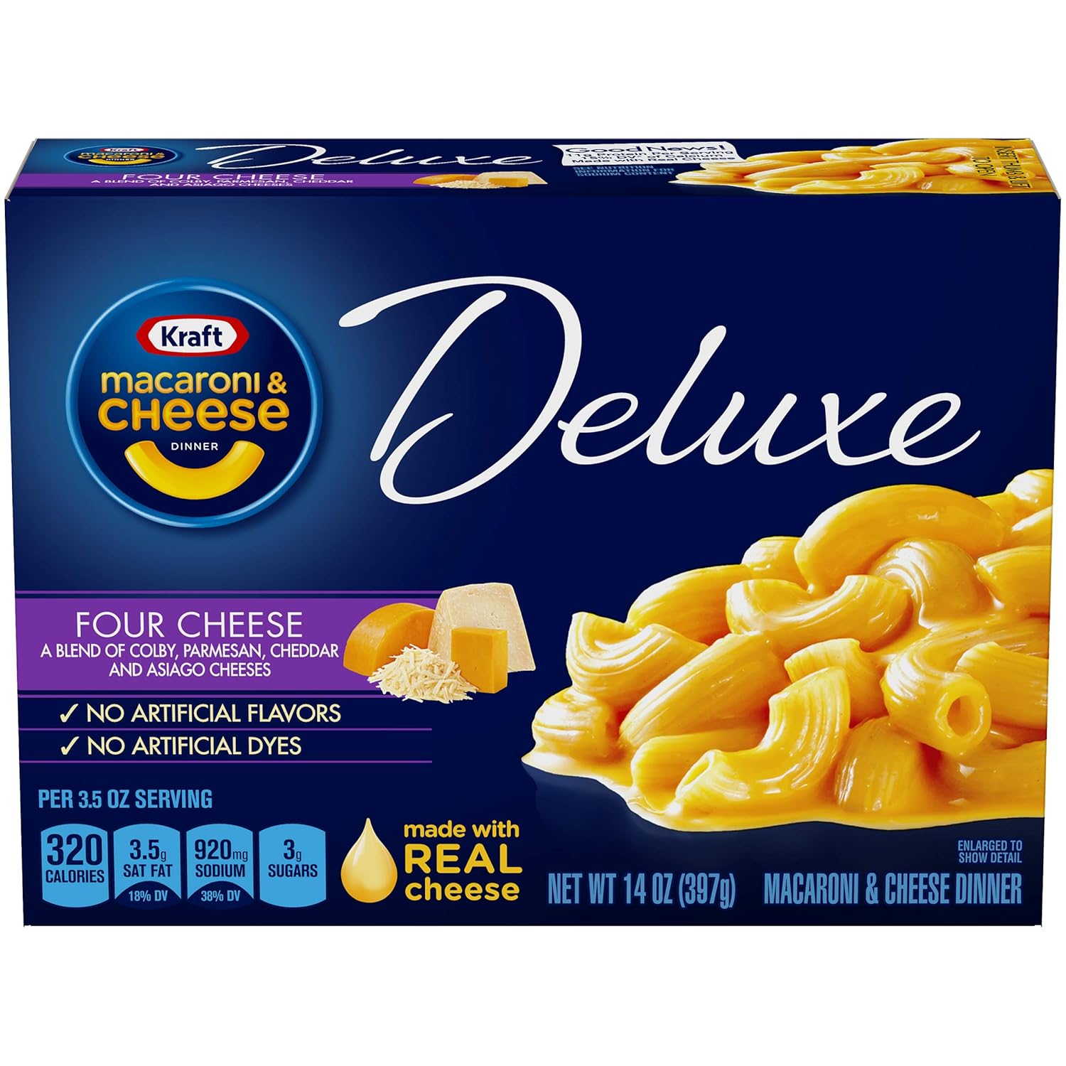 Kraft Four Cheese Macaroni & Cheese Deluxe Dinner (14oz Boxes, Pack of 4)