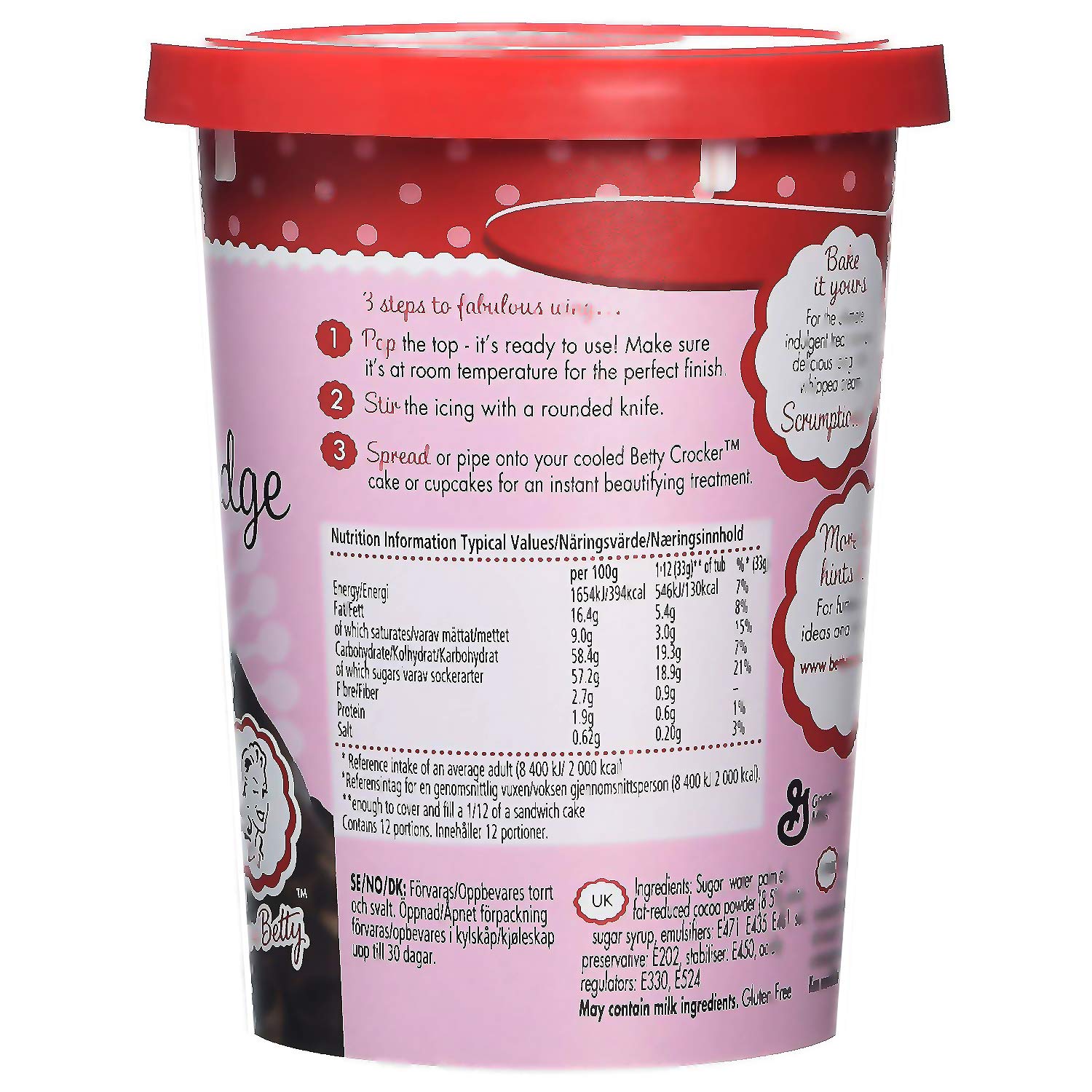 Betty Crocker Indulgent CHOCOLATE FUDGE Icing 2x 400g (800g) - Schokoladen Toffee Kuchenglasur