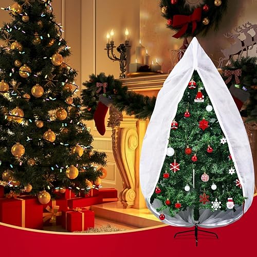 Miniatura 5 de Onesing Bolsa de almacenamiento para árbol de Navidad, 9 x 4 pies, cubierta blanca a prueba de polvo para árbol de Navidad para almacenamiento