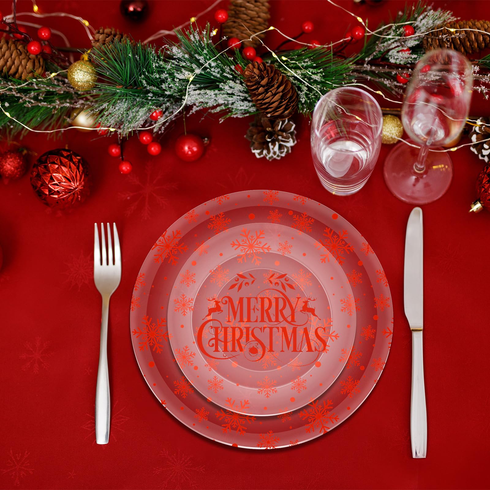 Amazon.co.jp: Maxcheck クリスマスプラスチックプレート60枚 使い捨て