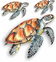 x3 Turtle Stickers for Wall Decor, Covering Marks, Mugs & Cups, Car Bumpers, Shower & Tile, Toilets, Laptop & More Sea Animal Vinyl Decals, Hardwearing Waterproof (Turtles)