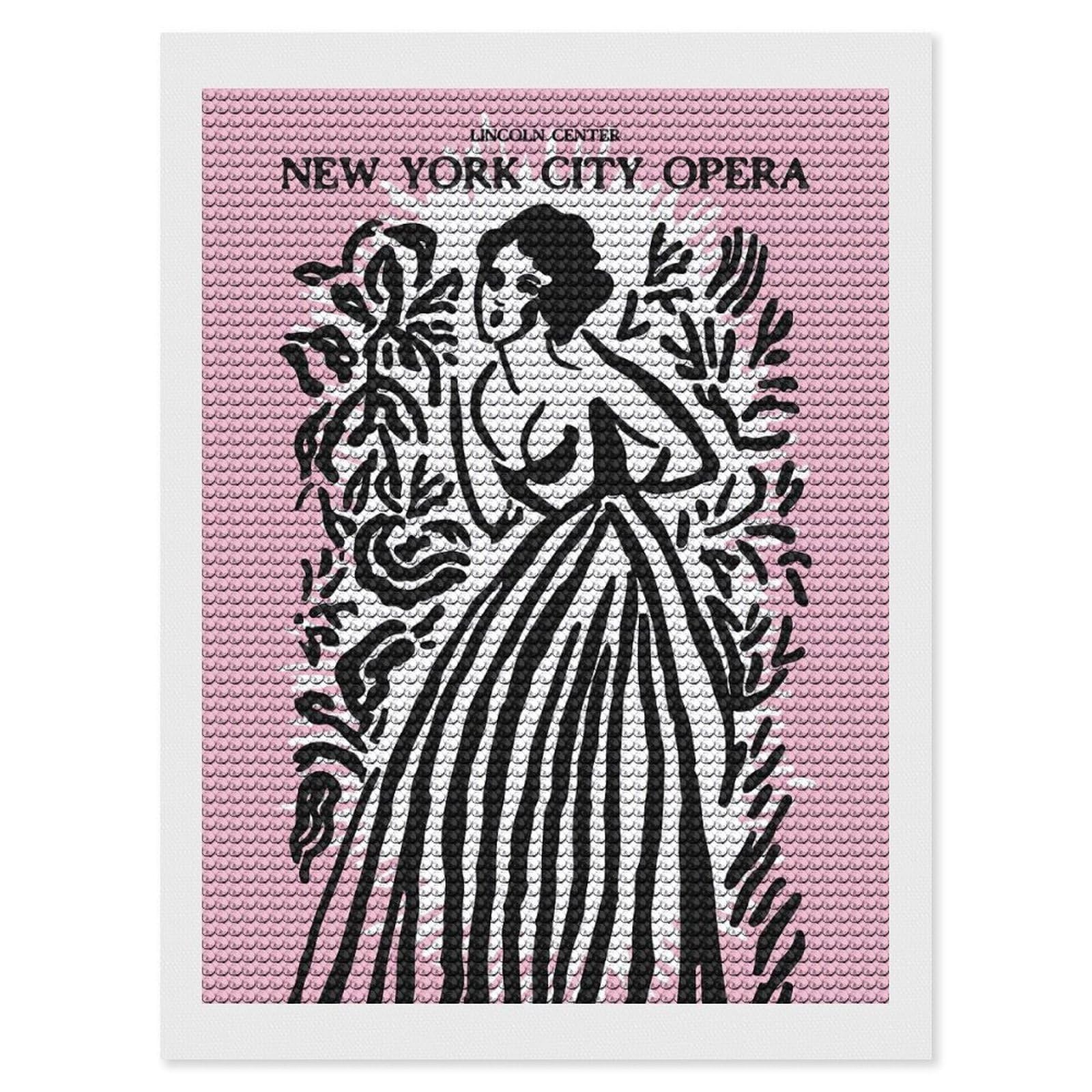 Junmoney New York City Opera Diamond Painting Canvas Set 12"x16", for Women, Pleasing Wall Art Project, Aesthetic Room Decor, Gift Idea