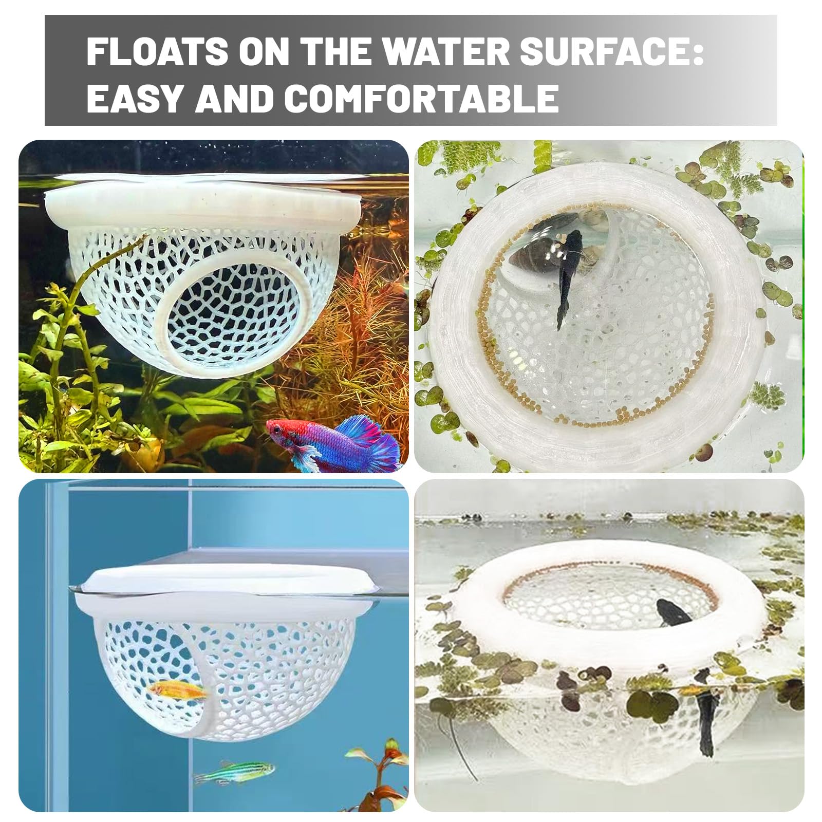 Pieles flotantes de peces Betta para acuario, adecuadas para luchar contra peces, camarones y peces pequeños, hamaca multifuncional, accesorios decorativos para esconder acuarios (blanco)