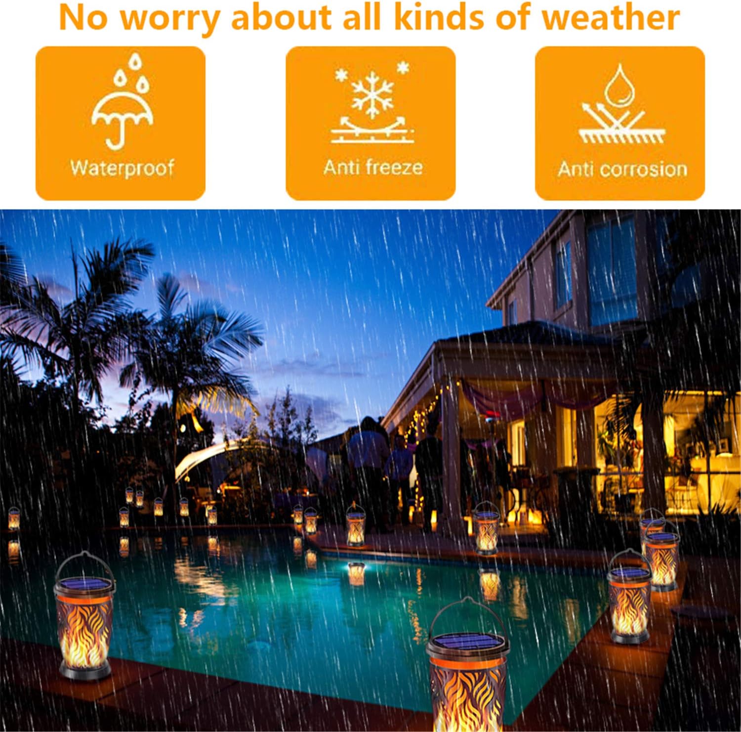 Product Deal YoungPower Solar Lanterns Outdoor Lights Dancing Flame Outdoor Hanging Lanterns Decorative Lighting Heavy Duty Solar Powered Waterproof Umbrella Lights for Garden Patio Pathway Deck Yard, 4 Pack