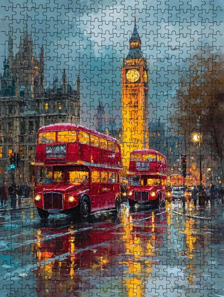 Puzzle 2000 Teile, Bus Uhr Puzzle Erwachsene 2000, Klassische Puzzles, Puzzlespiele für Die Ganze Familie, Geschicklichkeitsspiel, Mit Schöner Verpackung, Dekoration Puzzles und Geschenke FNKL3-349