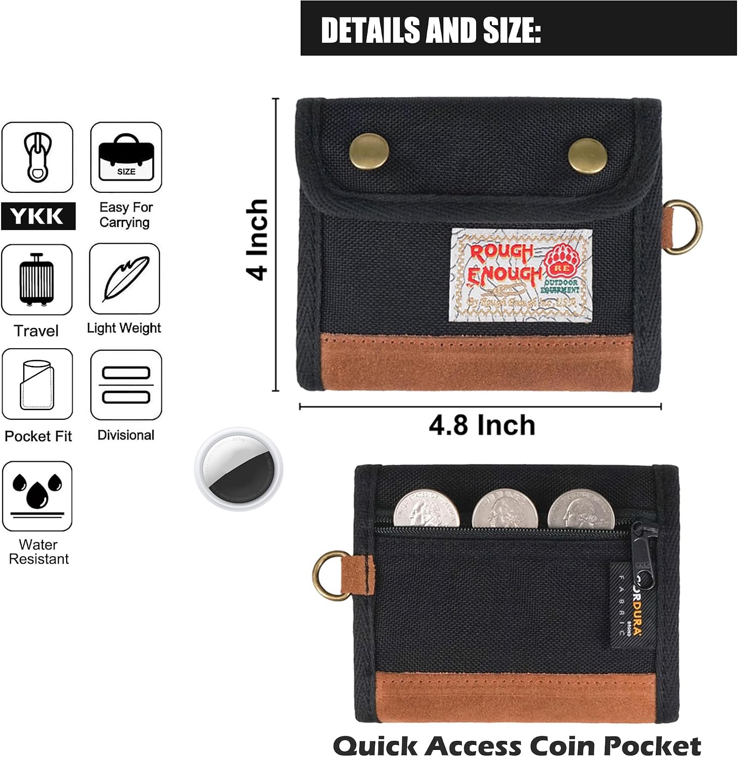 Rough Enough Boys Wallet for Teen Boys Men with Keychain Neck Lanyard in Classic Vintage Style