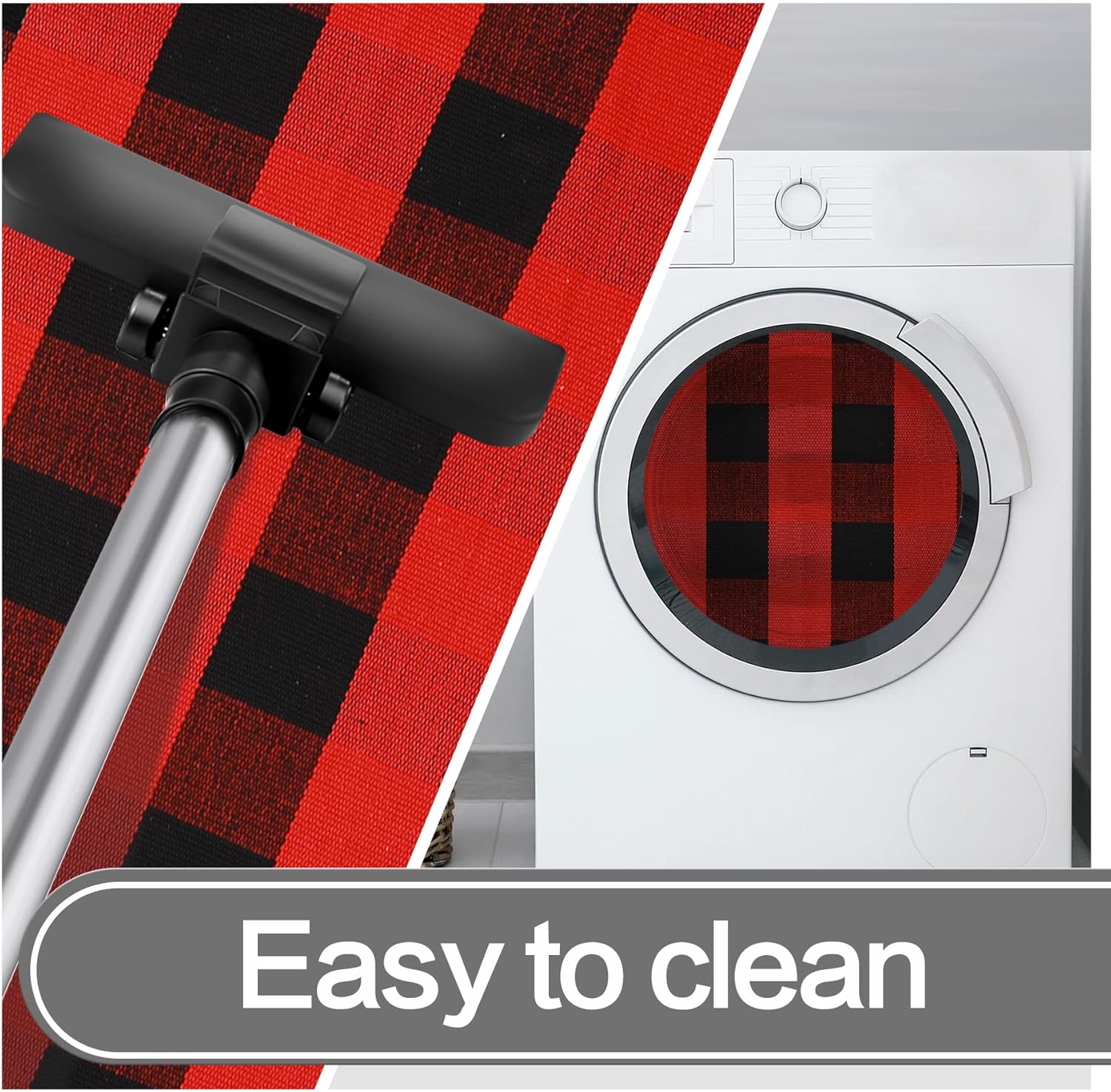 MUBIN Cotton Buffalo Plaid Rug, 4' x 6' Red Black Outdoor Rug Decorative Mat, Washable Large Christmas Doormat Foldable Area Rug for Outdoor Patio Indoor Living Room Dining Room Kitchen