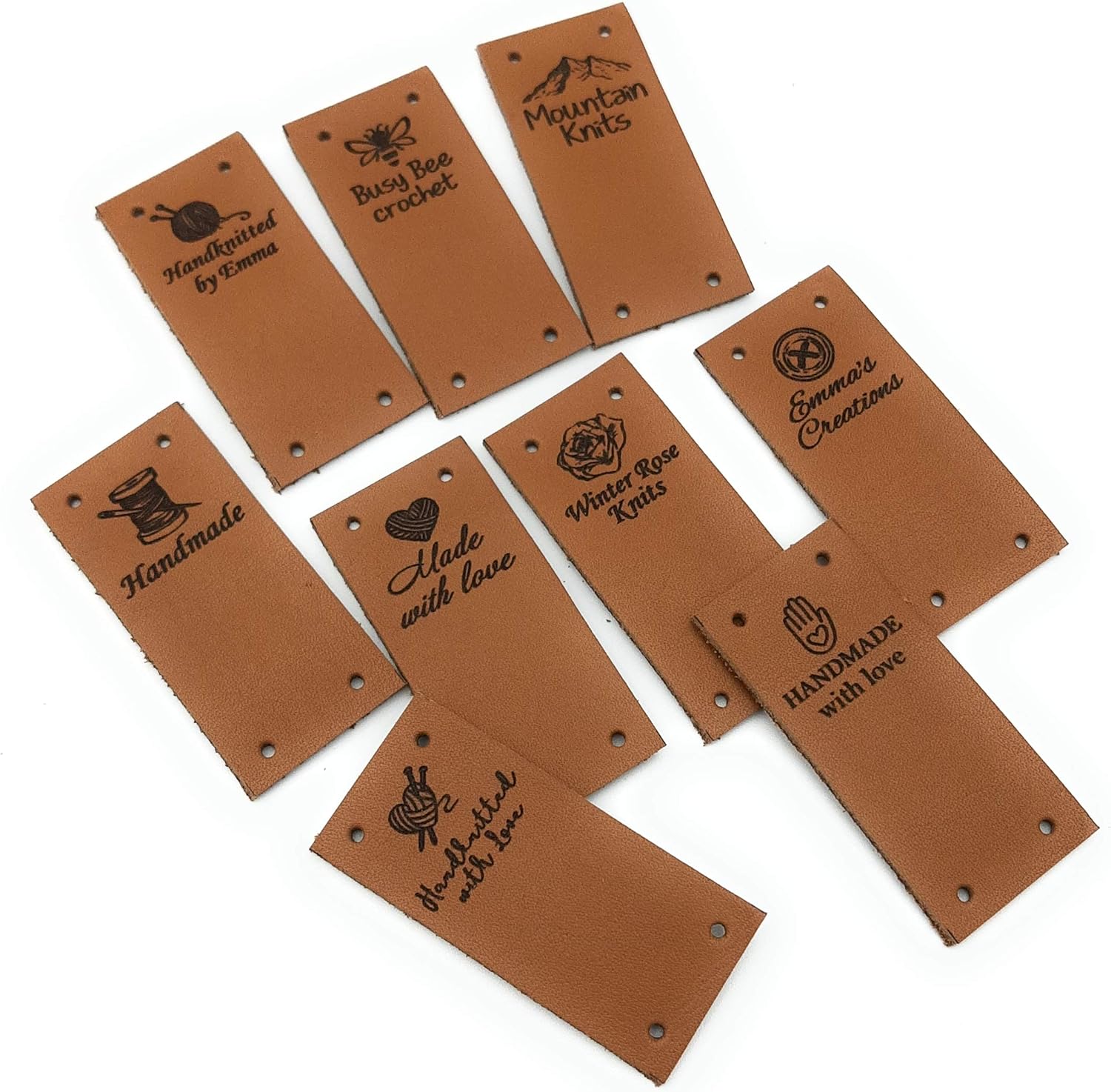 Center fold leather labels Custom clothing labels, leather labels, personalized with your logo or custom text