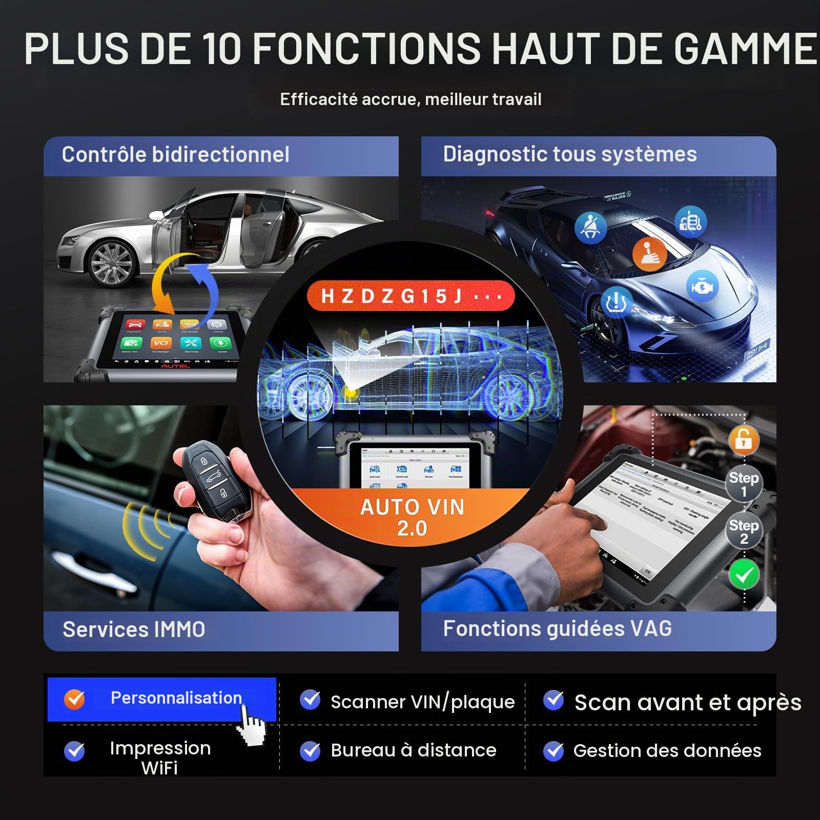 Autel MaxiSys Elite II Pro Scanner: 2 Ans de Mise à Jour Gratuite, Mise à Niveau du MS909/MS919/MS Ultra/MS908SPro II Outil de Diagnostic, J2534 Reprogrammation ECU&Codage OE, CANFD&DoIP, 38+ Service