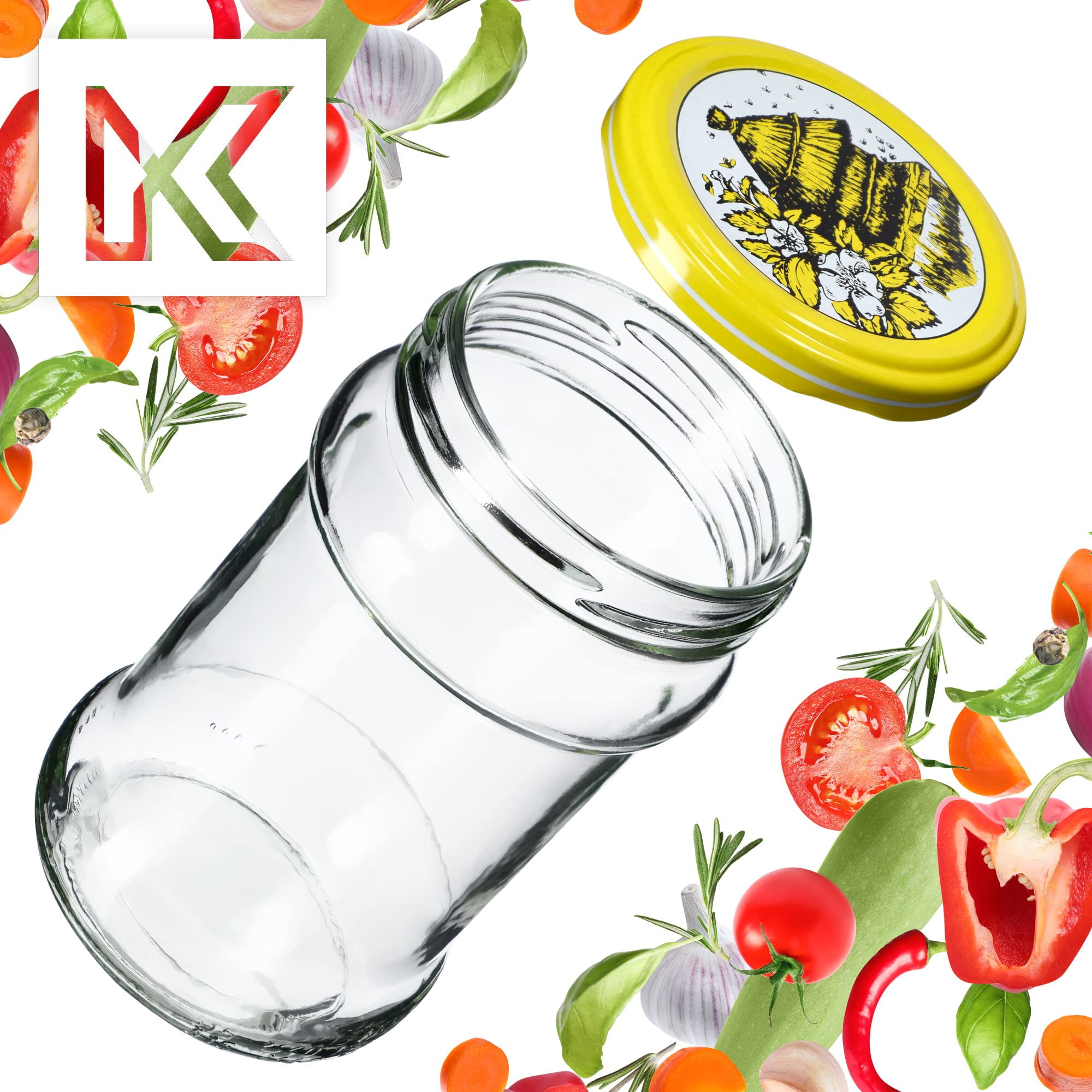 KADAX fi66 małe słoiki na przetwory, 315 ml, słoiki na miód, słoiki na dżemy z pokrywką, hermetyczne słoiki, słoiki na przetwory, słoiki na miód (100 sztuk, ula)