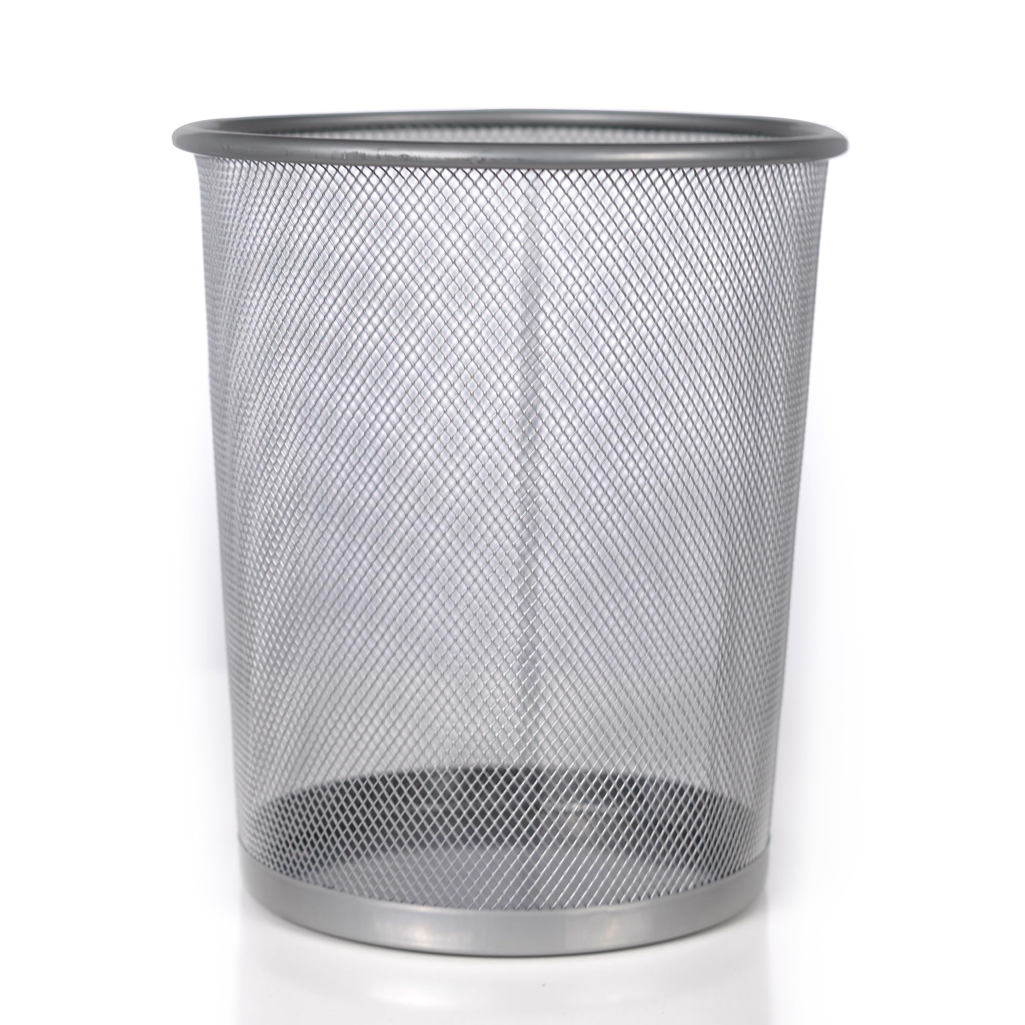 ABN Finest Set of 6 Silver Bin Waste Basket - Wire Mesh Trash Bin for Office, Bedroom, Bathroom, Lounge, University Dorm Rooms - Modern & Space-Saving with Solid & Stable Base, Heavy Duty Metal
