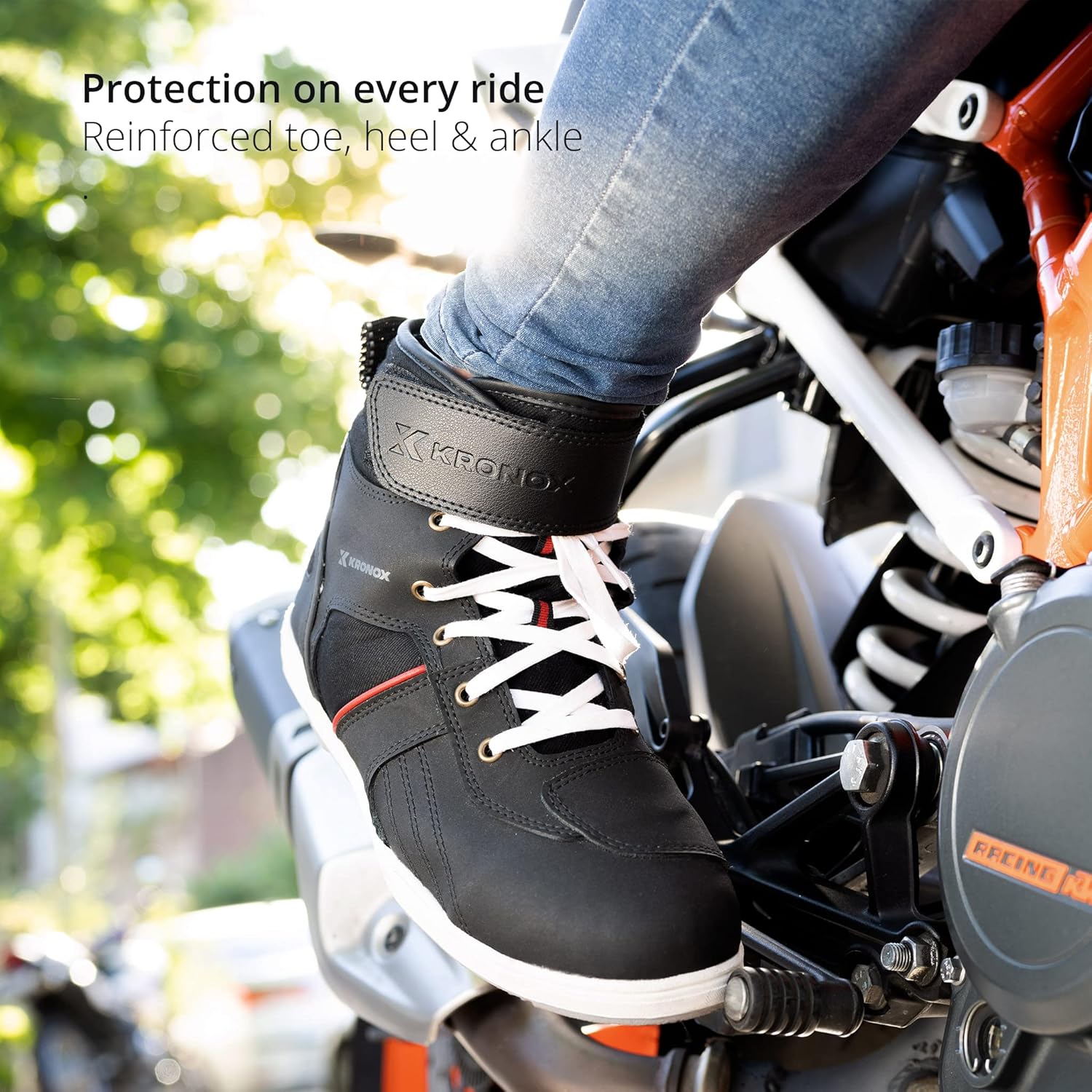 KRONOX Motorcycle Riding Shoes for Men & Women - Lightweight Reflective Protective Sneakers, Ankle Support & Stylish Moto Gear for Road & Commuting - Image 4