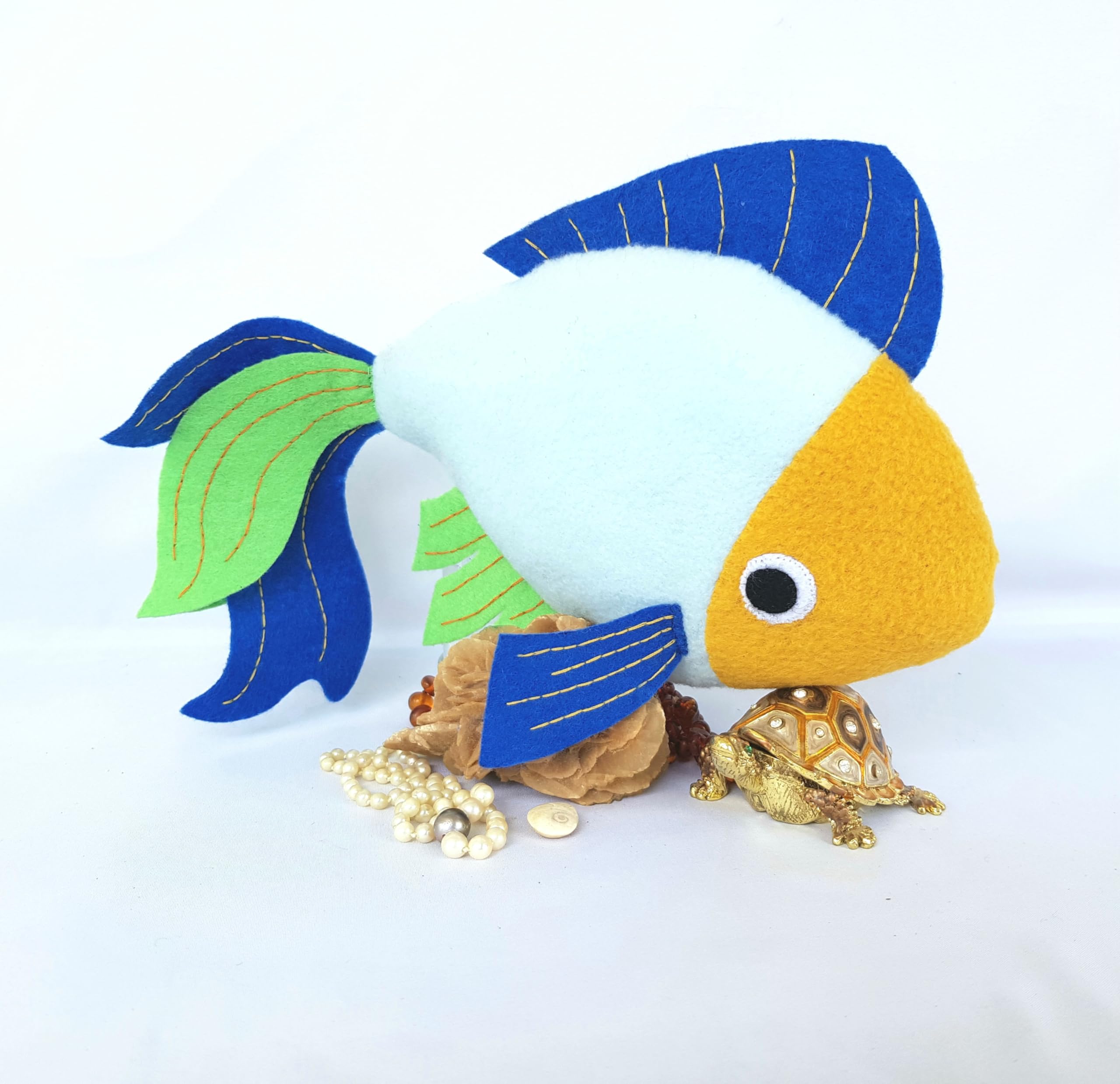 Doudou peluche poisson tropical bleu Générique pour bébé